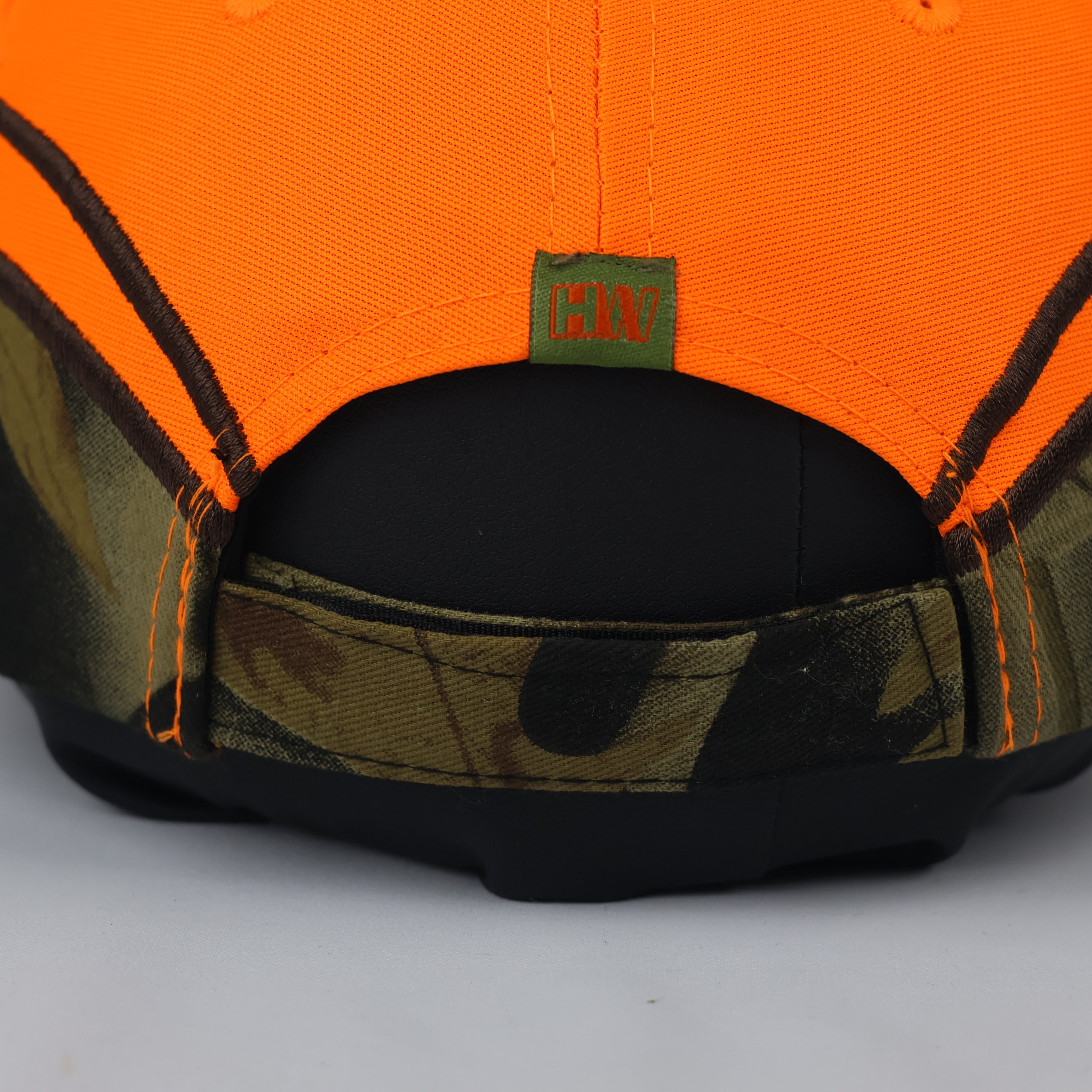 Neon Blaze Orange "Into The Wild" Camo Trim Hunting Cap