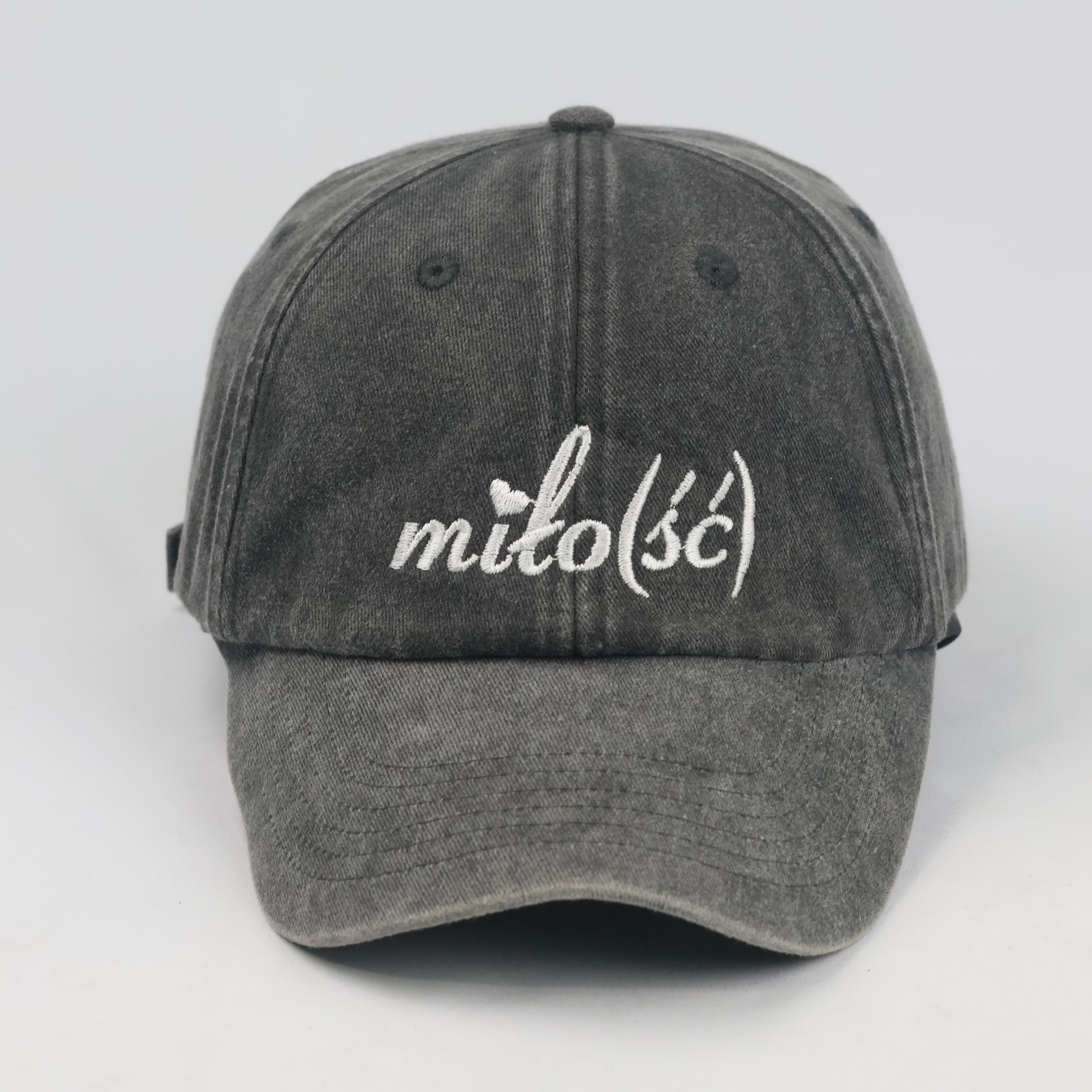 Thrifted Beechfield Faded Black Cursive Embroidered Baseball Cap - Size 57-59cm