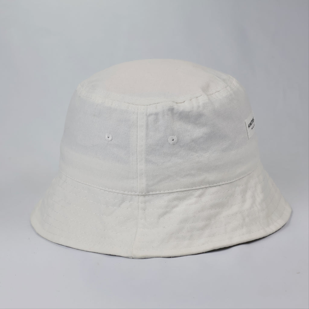 Sinsay Minimalist "Something More" Cotton Thrifted Bucket Hat - White