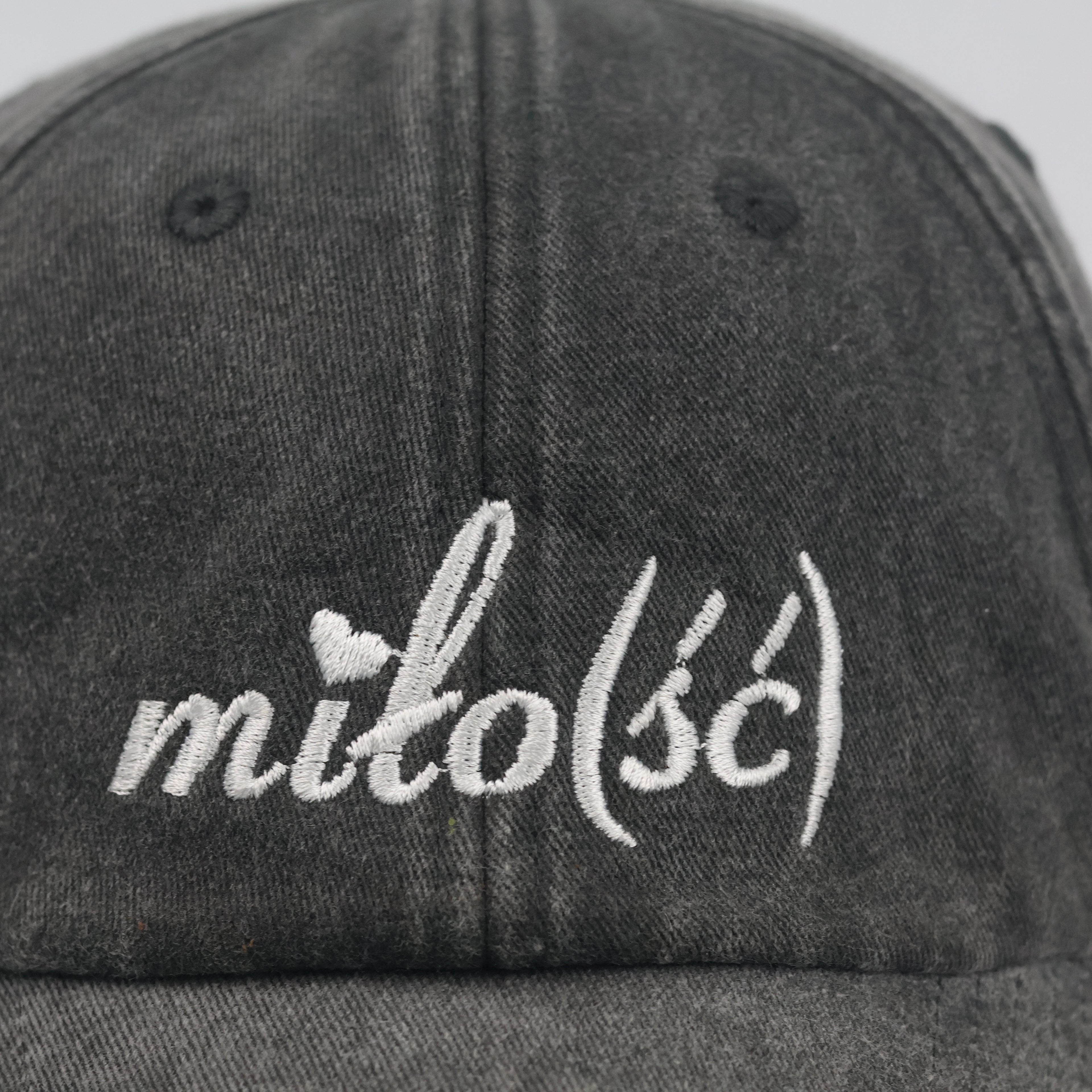 Thrifted Beechfield Faded Black Cursive Embroidered Baseball Cap - Size 57-59cm
