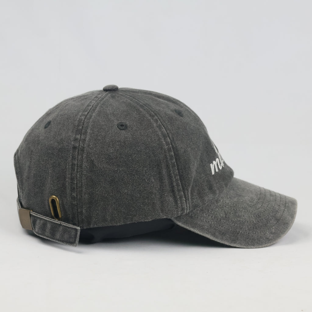 Thrifted Beechfield Faded Black Cursive Embroidered Baseball Cap - Size 57-59cm