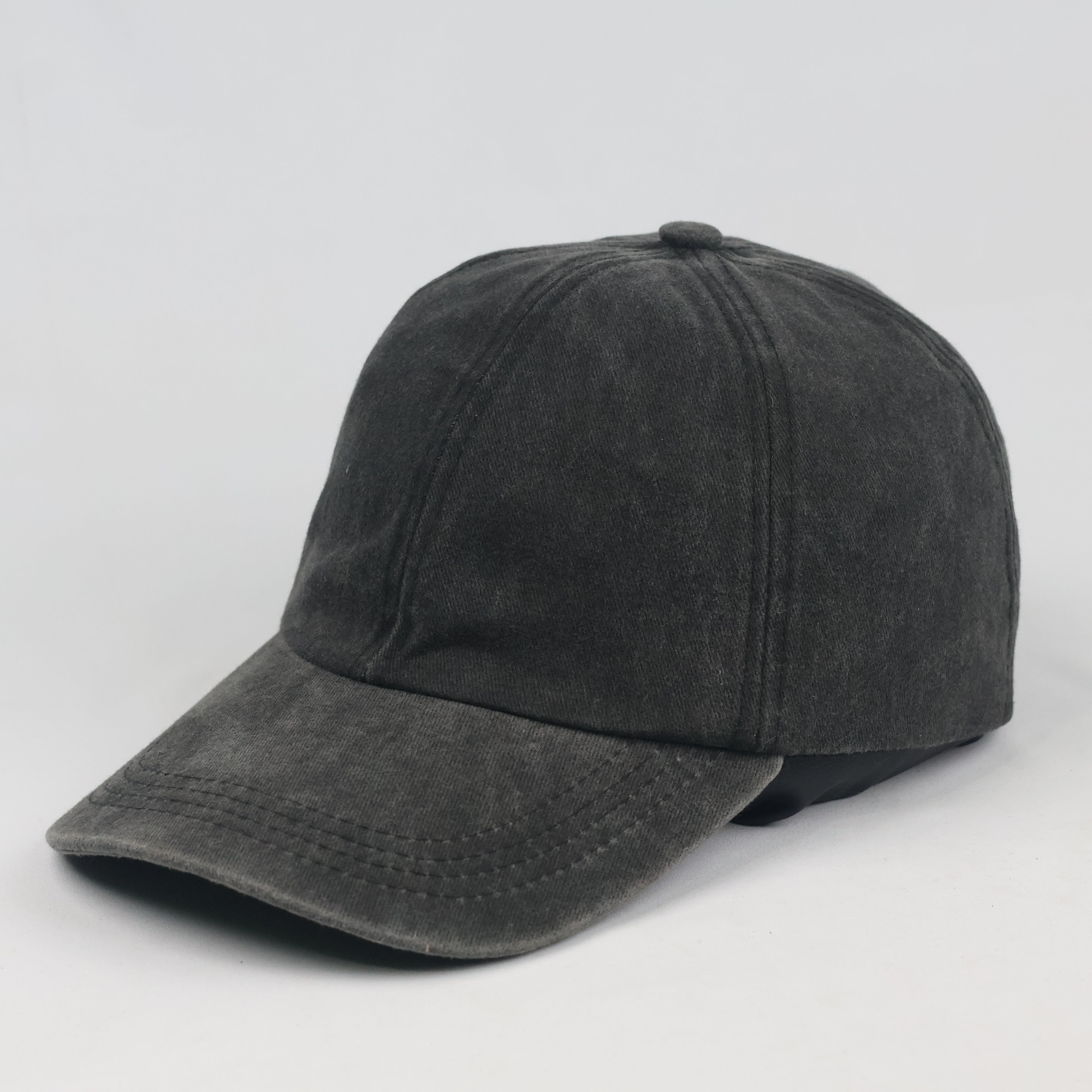 Thrifted Faded Black Acid Wash Cotton Baseball Cap - Size 57-59cm