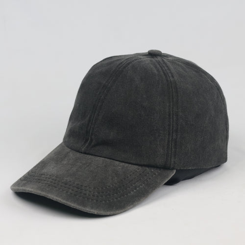 Thrifted Faded Black Acid Wash Cotton Baseball Cap - Size 57-59cm