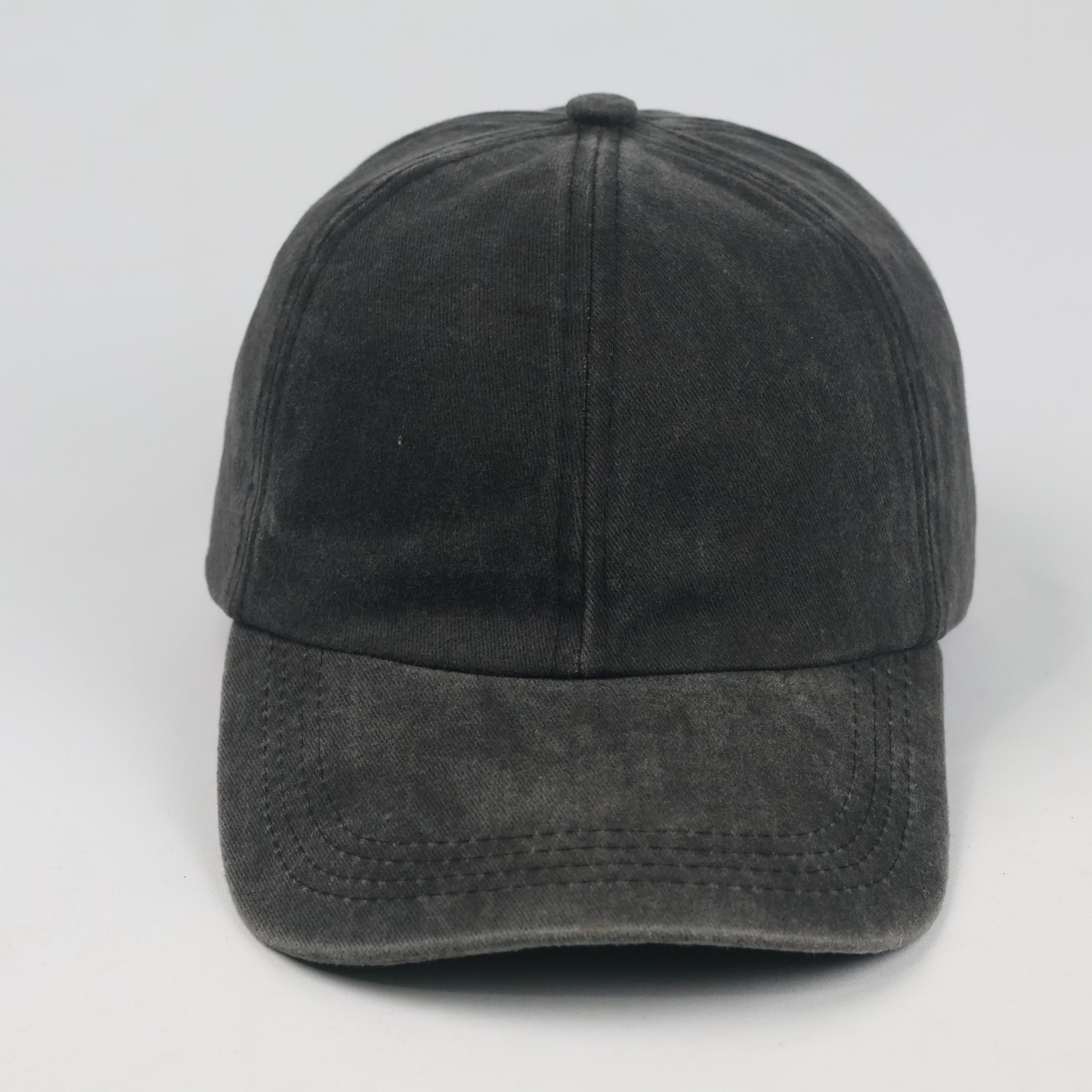 Thrifted Faded Black Acid Wash Cotton Baseball Cap - Size 57-59cm