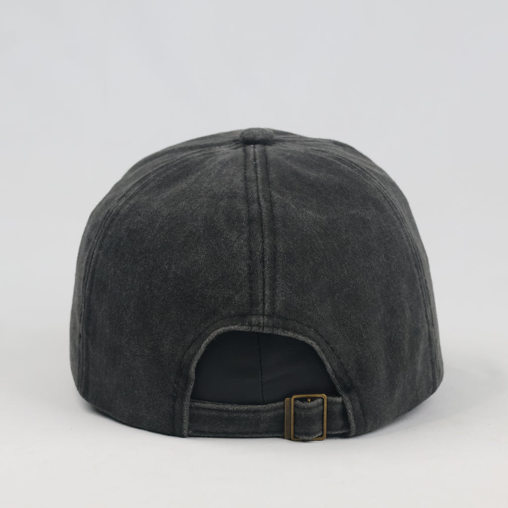 Thrifted Faded Black Acid Wash Cotton Baseball Cap - Size 57-59cm