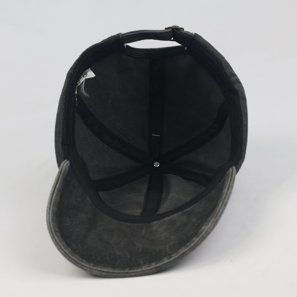Thrifted Faded Black Acid Wash Cotton Baseball Cap - Size 57-59cm