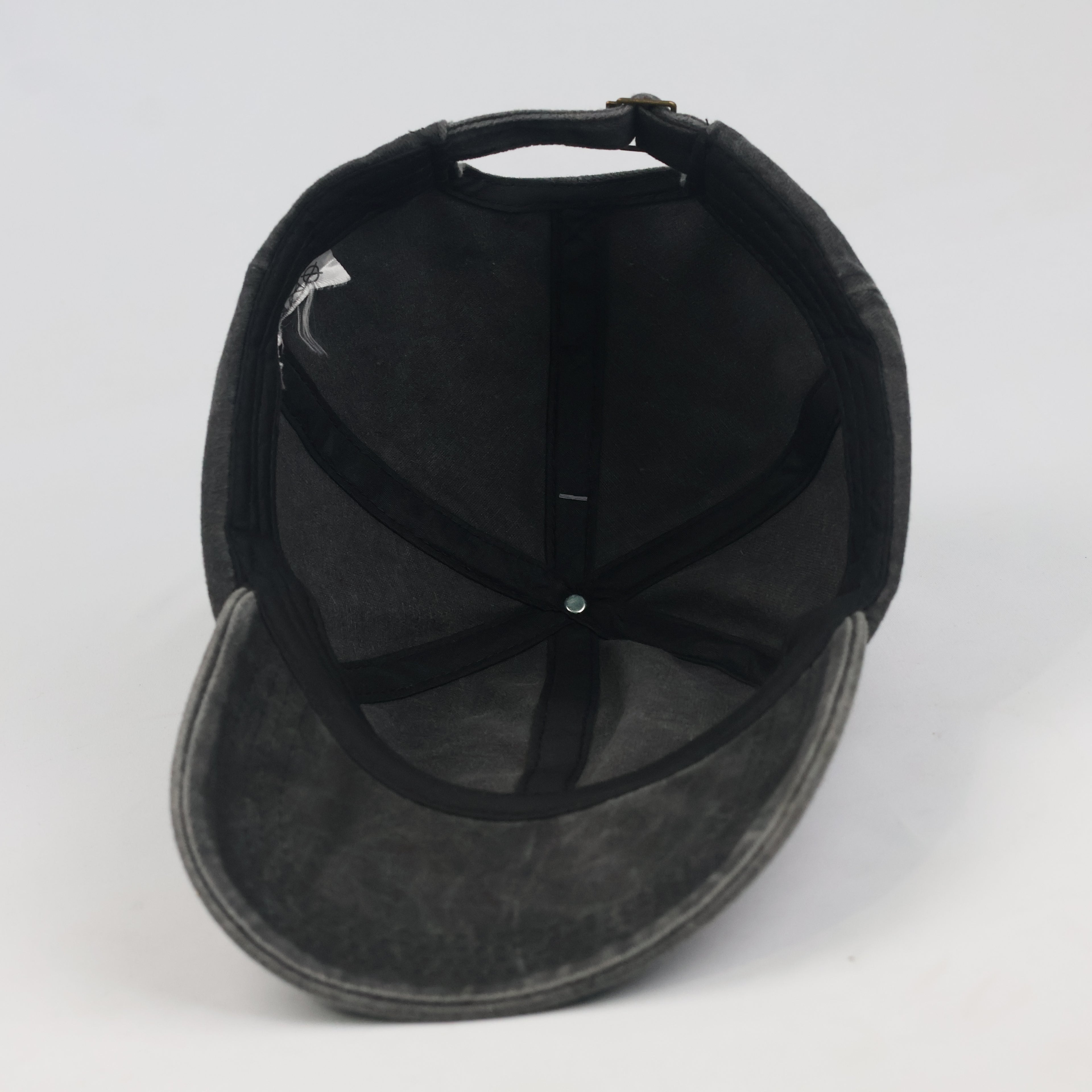Thrifted Faded Black Acid Wash Cotton Baseball Cap - Size 57-59cm