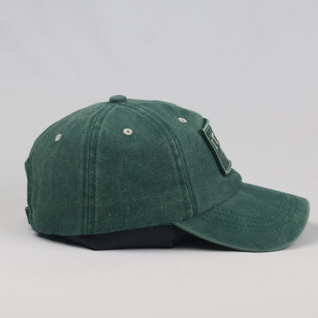 Thrifted Faded Dark Green Italia Embroidered Cotton Dad Hat - Size 56-58cm