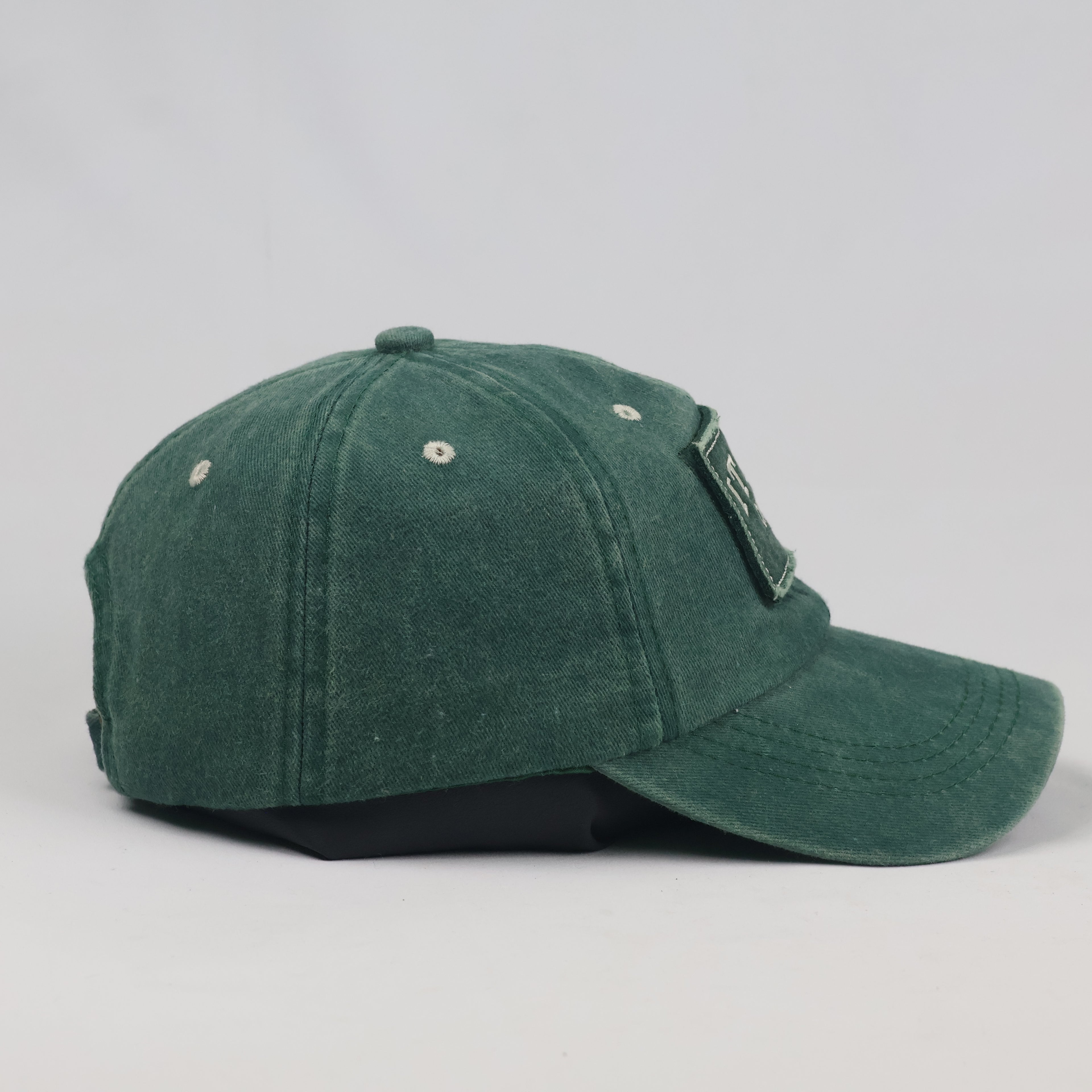Thrifted Faded Dark Green Italia Embroidered Cotton Dad Hat - Size 56-58cm