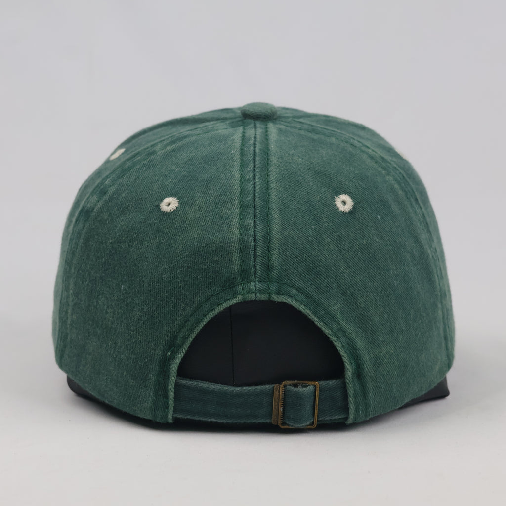 Thrifted Faded Dark Green Italia Embroidered Cotton Dad Hat - Size 56-58cm