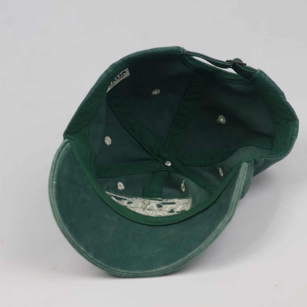 Thrifted Faded Dark Green Italia Embroidered Cotton Dad Hat - Size 56-58cm