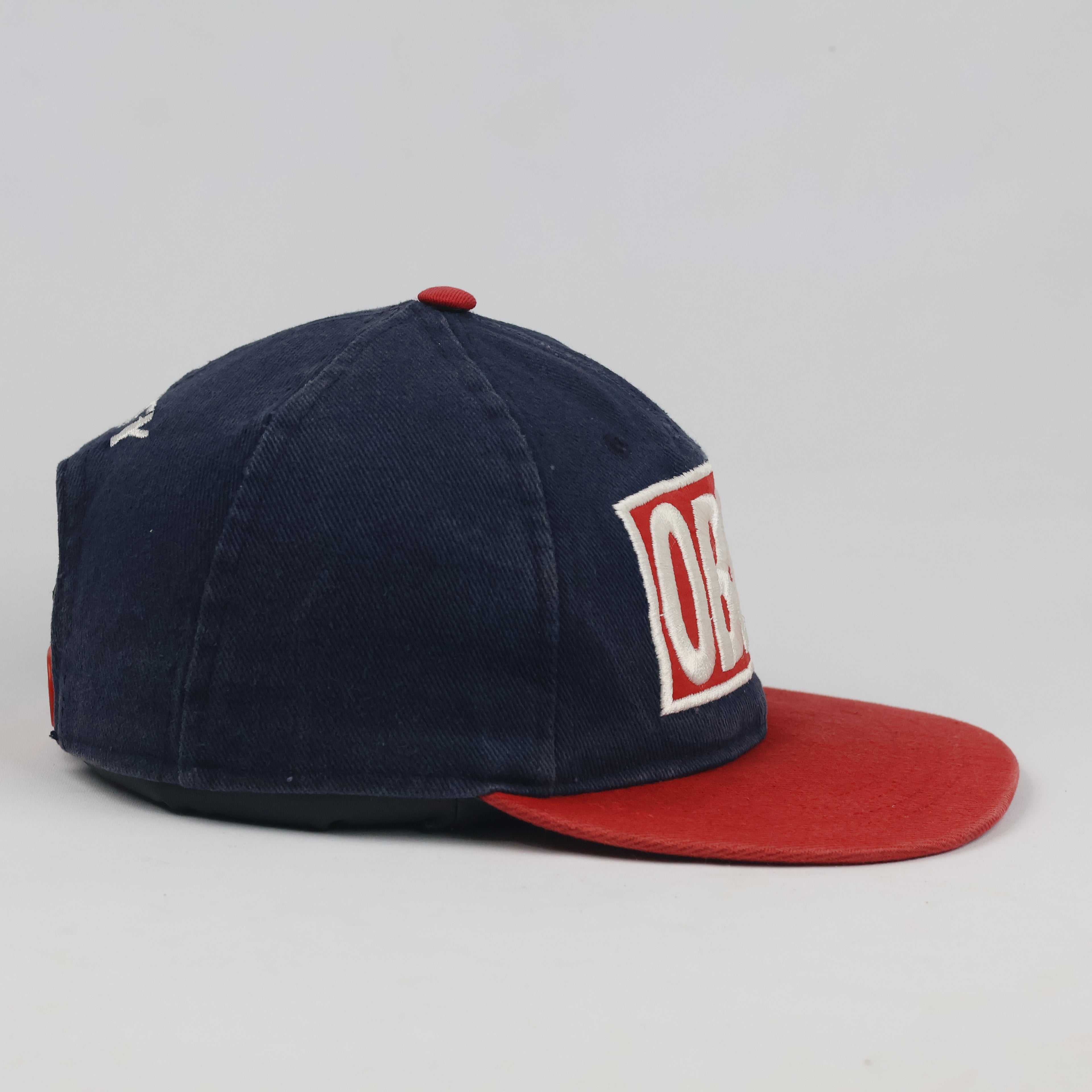 Thrifted Obey Two-Tone Navy Red Embroidered Snapback Hat - Size 54-56cm