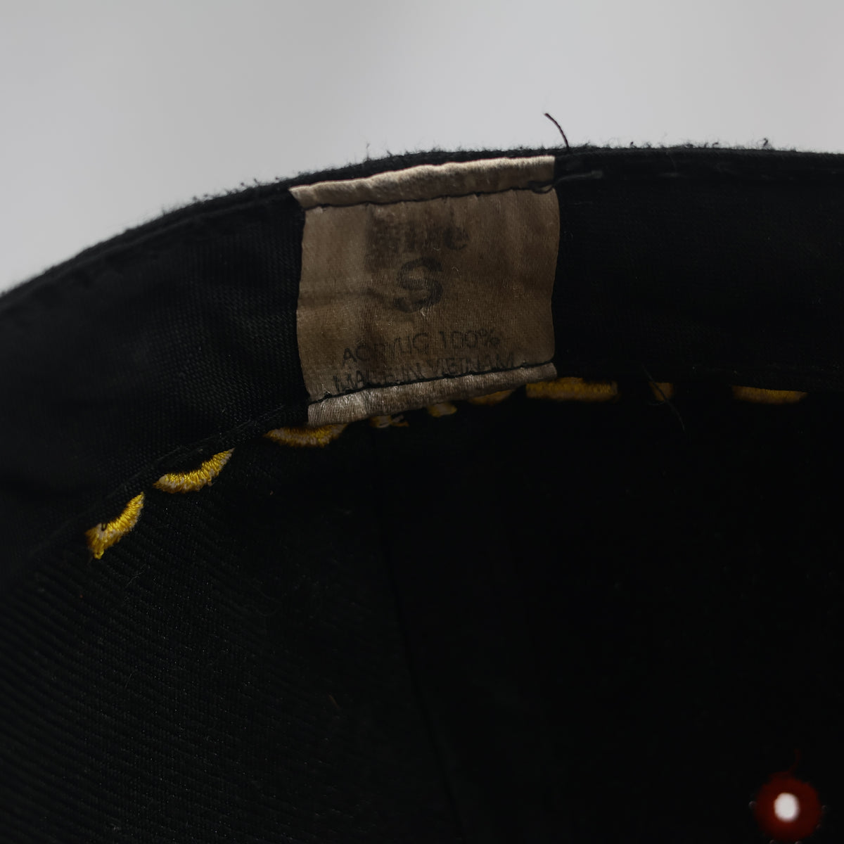 Thrifted Black Rockstar Energy Drink Cap with Star Print & Red Piping - Fitted 57cm | 10993