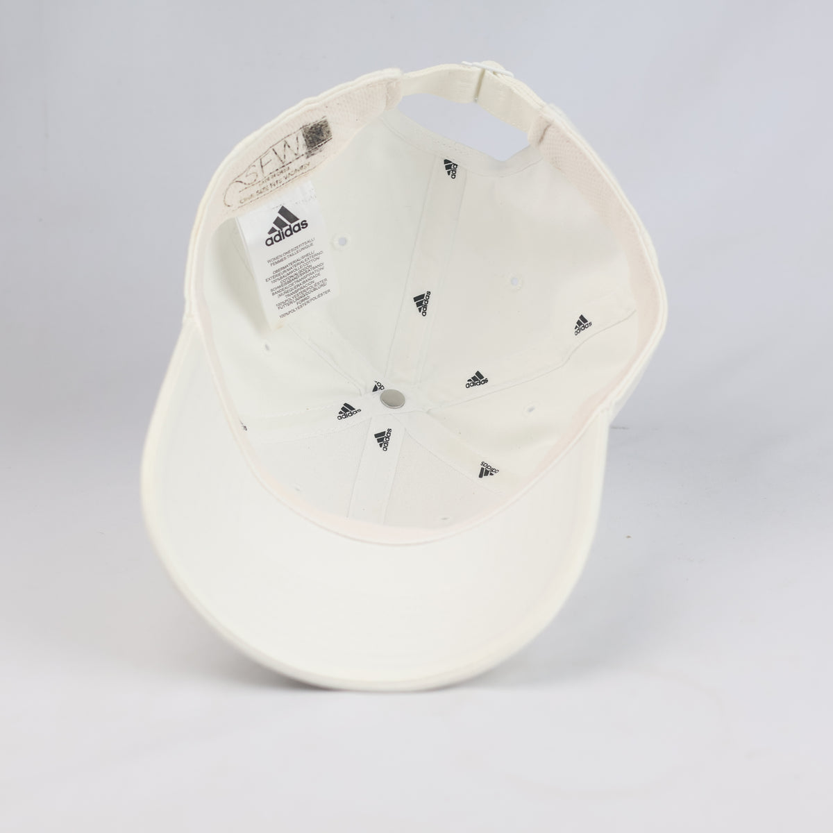 Thrifted Adidas White Cotton Sportswear Cap (Size 57–59 cm)  10898