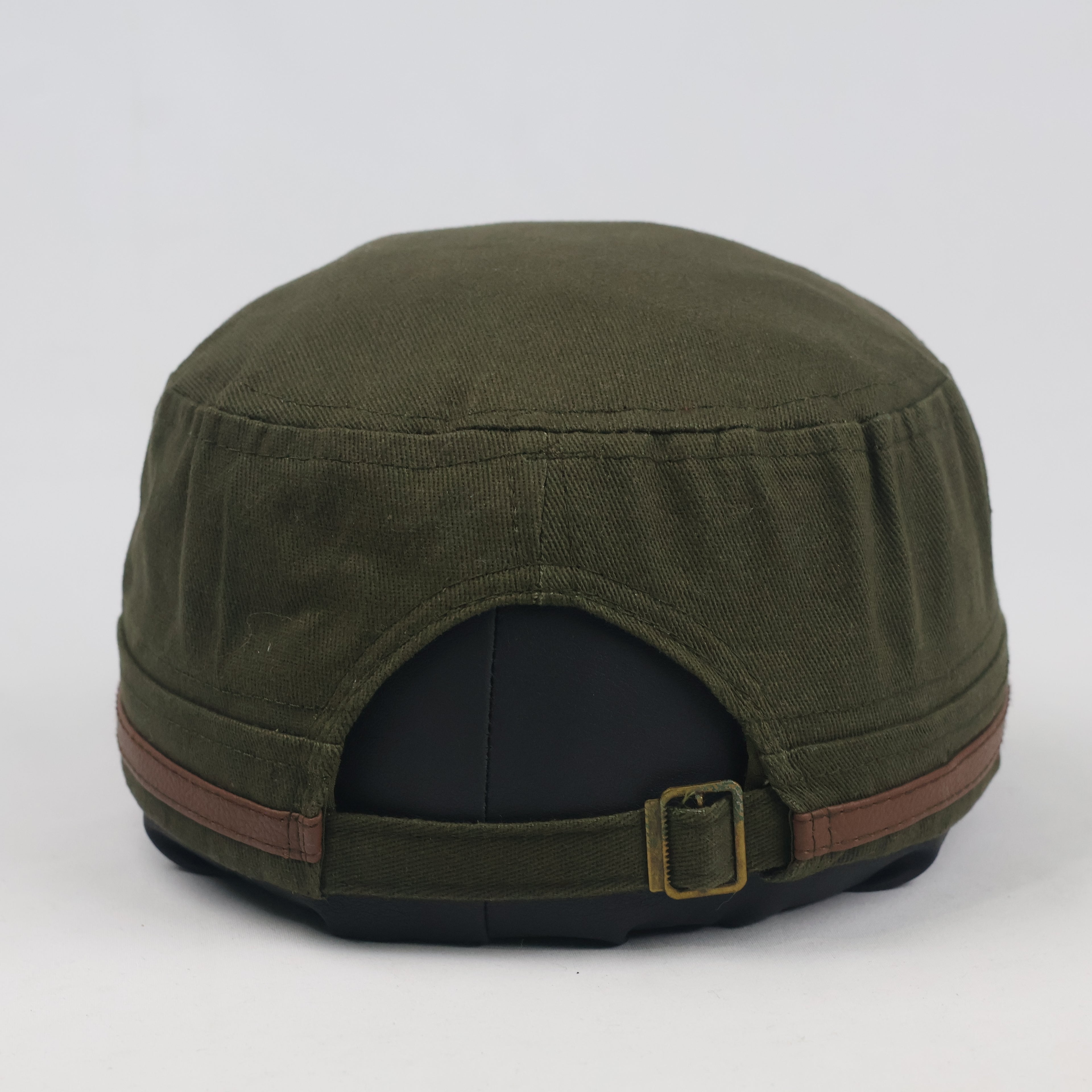 Thrifted Olive Army Style Military Flat Top Cap - Size 57-59cm