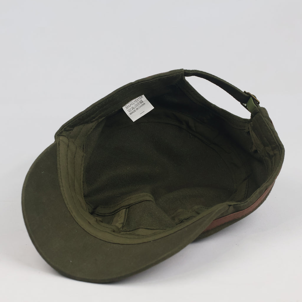 Thrifted Olive Army Style Military Flat Top Cap - Size 57-59cm