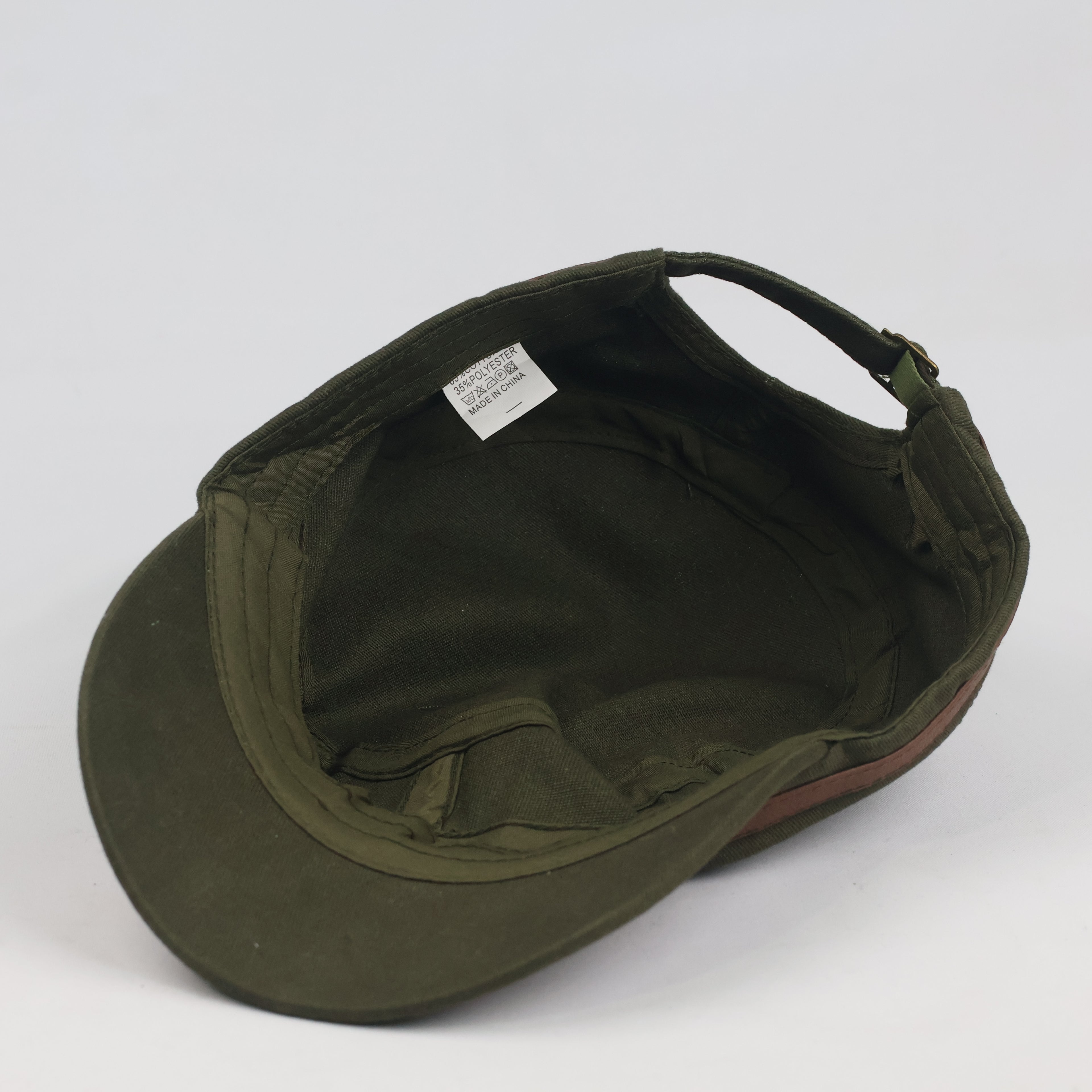 Thrifted Olive Army Style Military Flat Top Cap - Size 57-59cm