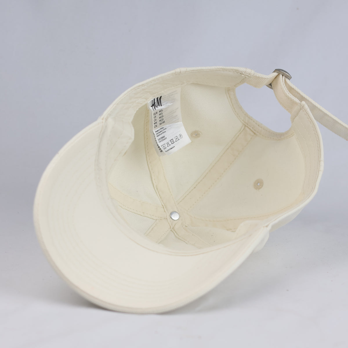 Thrifted Beige Blank Hat by H&M - 6-Panel Adjustable Cap 56-58cm | 10995