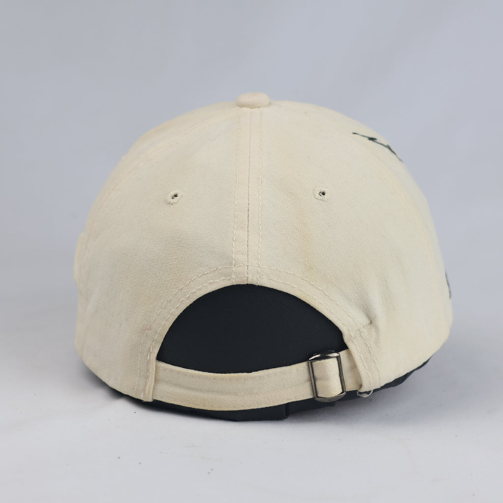 Thrifted Cream "Asher" Embroidered Baseball Cap - Vintage Ripped Style Dad Hat (56-57cm) | 10994