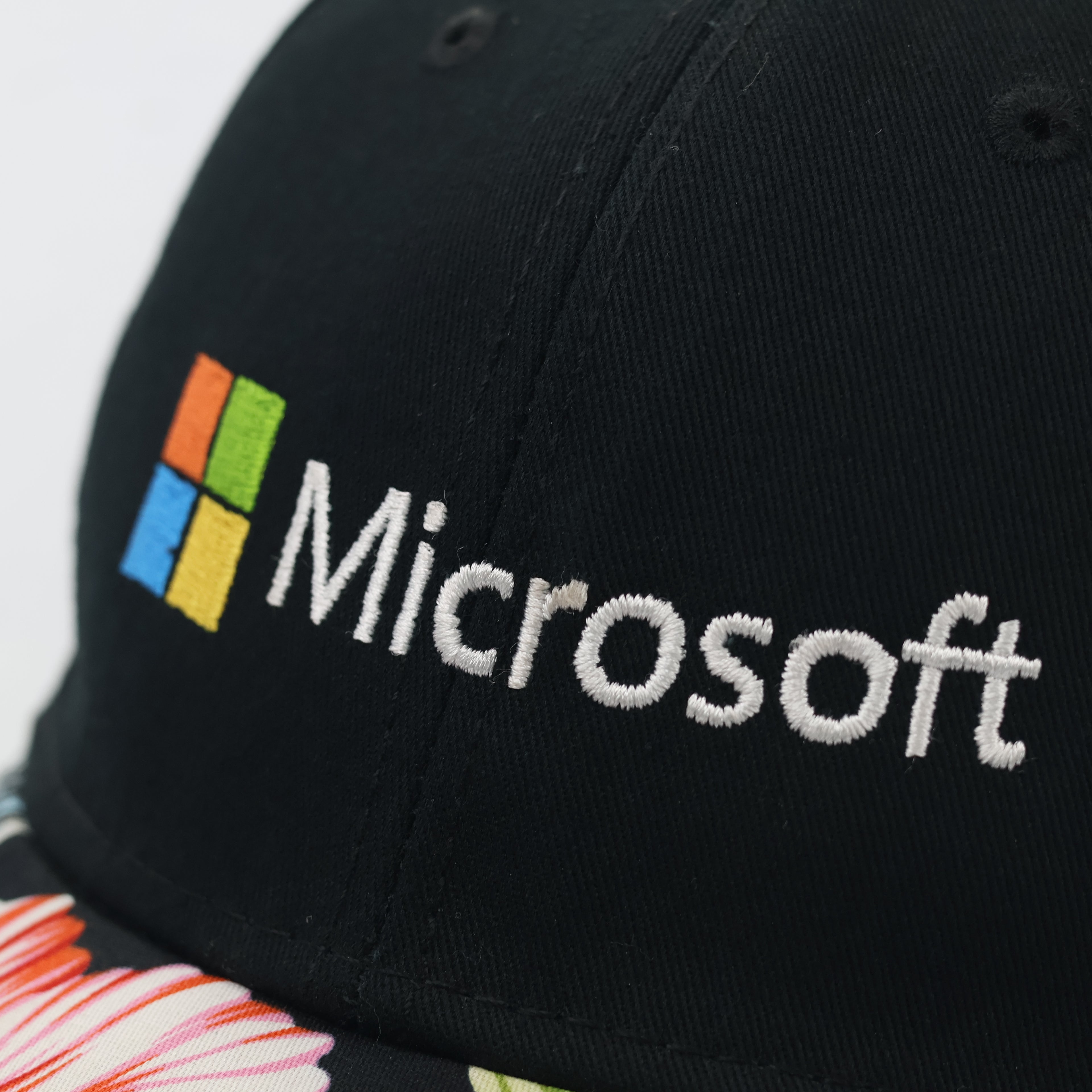 Thrifted Microsoft Embroidered Cap - Hawaiian Hibiscus Floral Brim