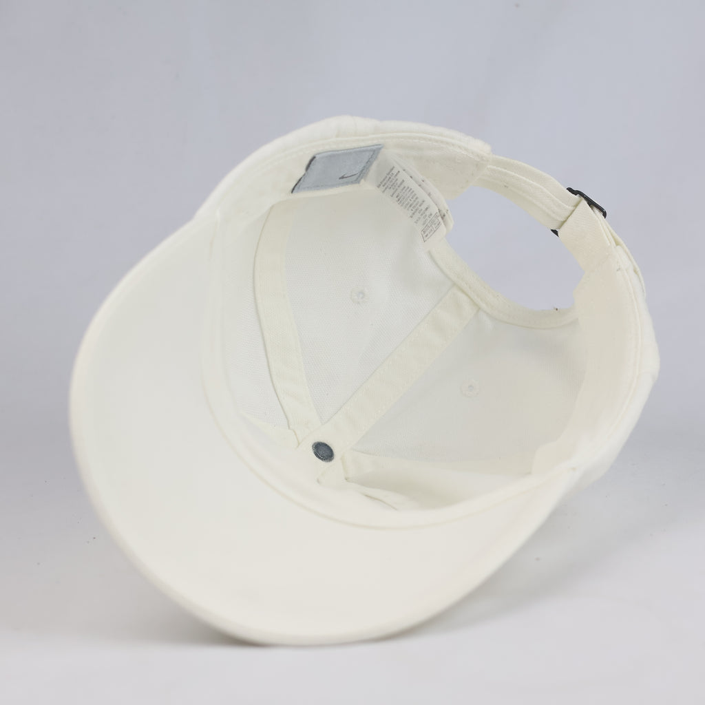 Thrifted Nike Swoosh Cream Canvas Cap - 6-Panel Adjustable Size OSFA (57-59cm) |10998