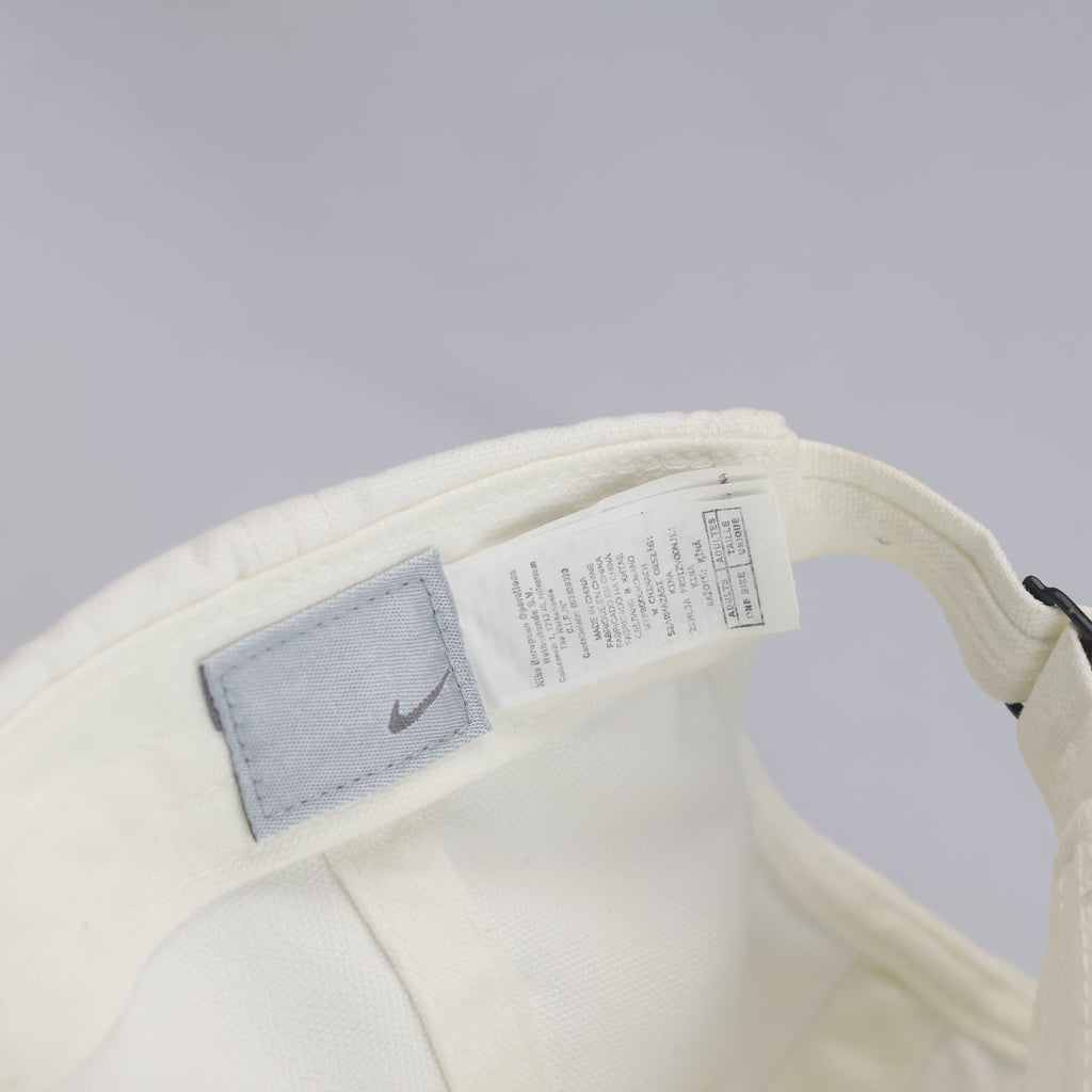 Thrifted Nike Swoosh Cream Canvas Cap - 6-Panel Adjustable Size OSFA (57-59cm) |10998