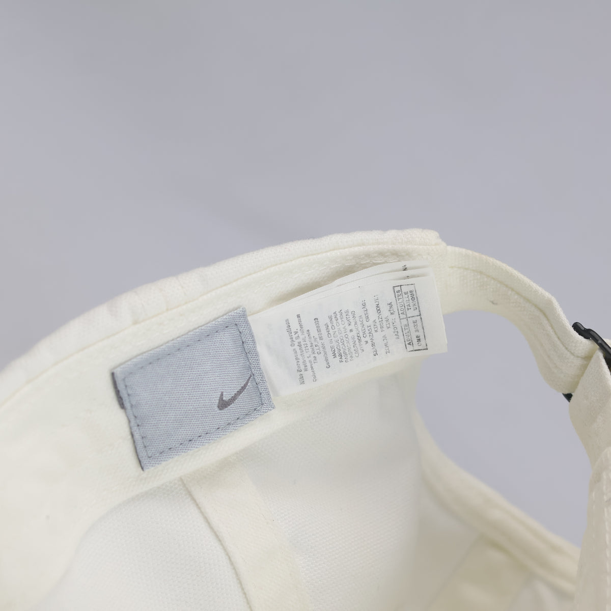 Thrifted Nike Swoosh Cream Canvas Cap - 6-Panel Adjustable Size OSFA (57-59cm) |10998