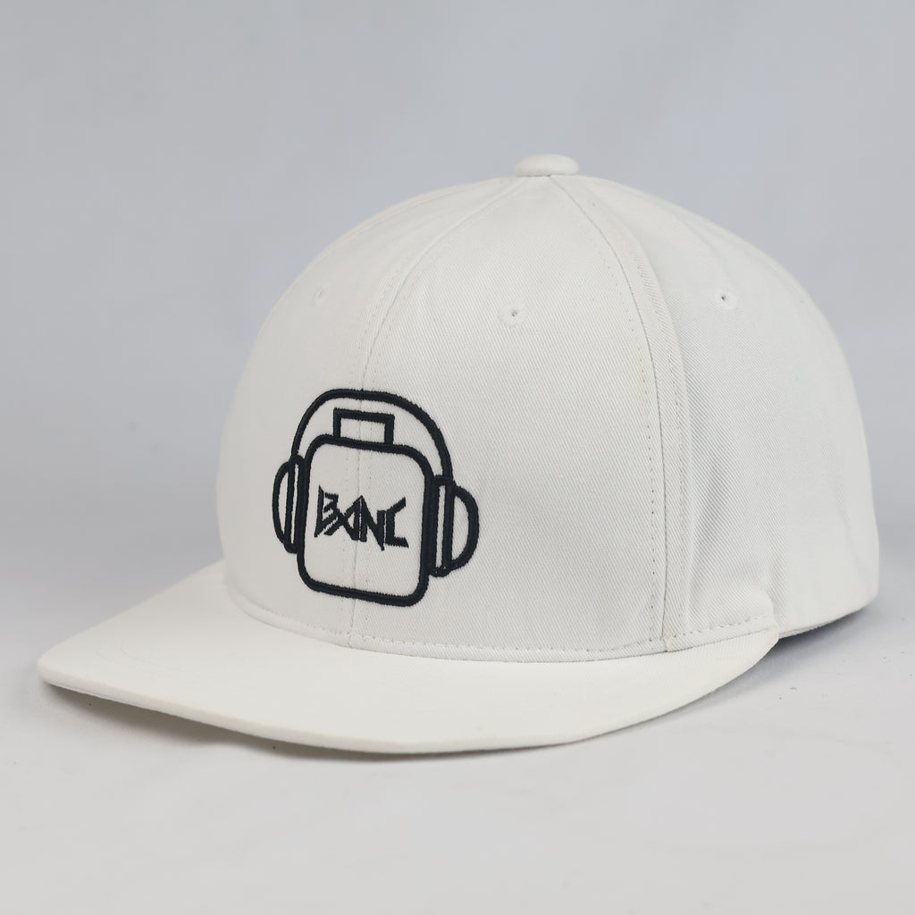 Thrifted BANC White Cotton Flat Brim Snapback (Size 56–58 cm) | 10991
