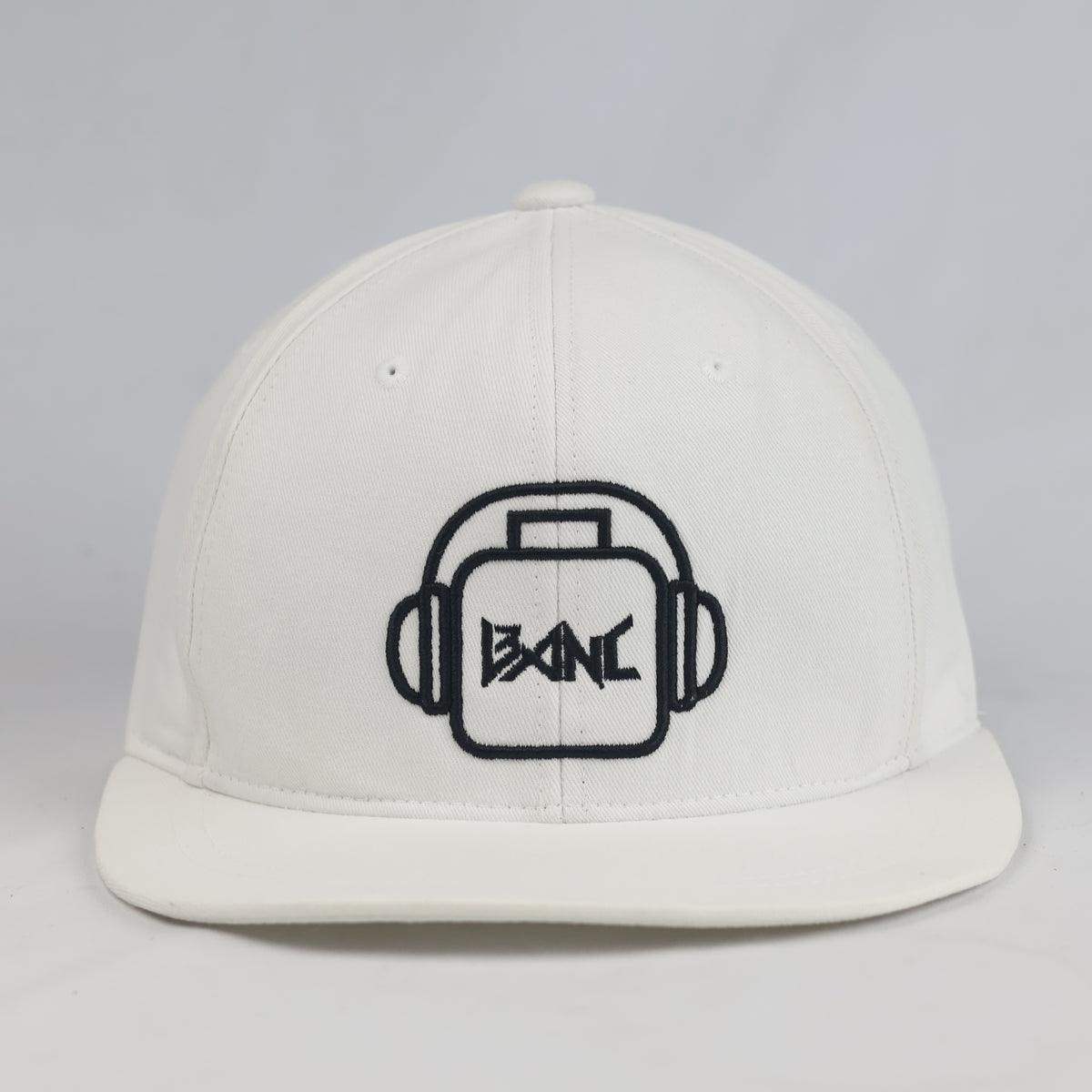 Thrifted BANC White Cotton Flat Brim Snapback (Size 56–58 cm) | 10991