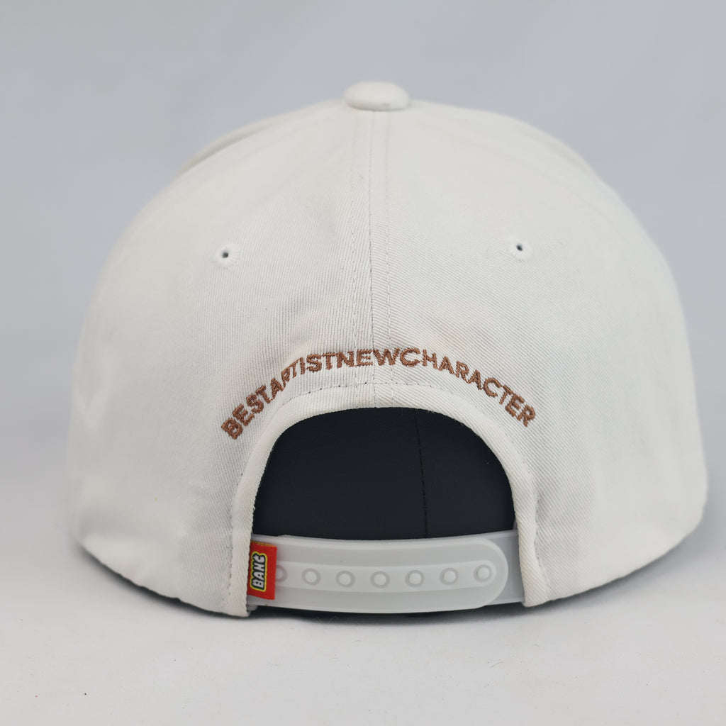 Thrifted BANC White Cotton Flat Brim Snapback (Size 56–58 cm) | 10991