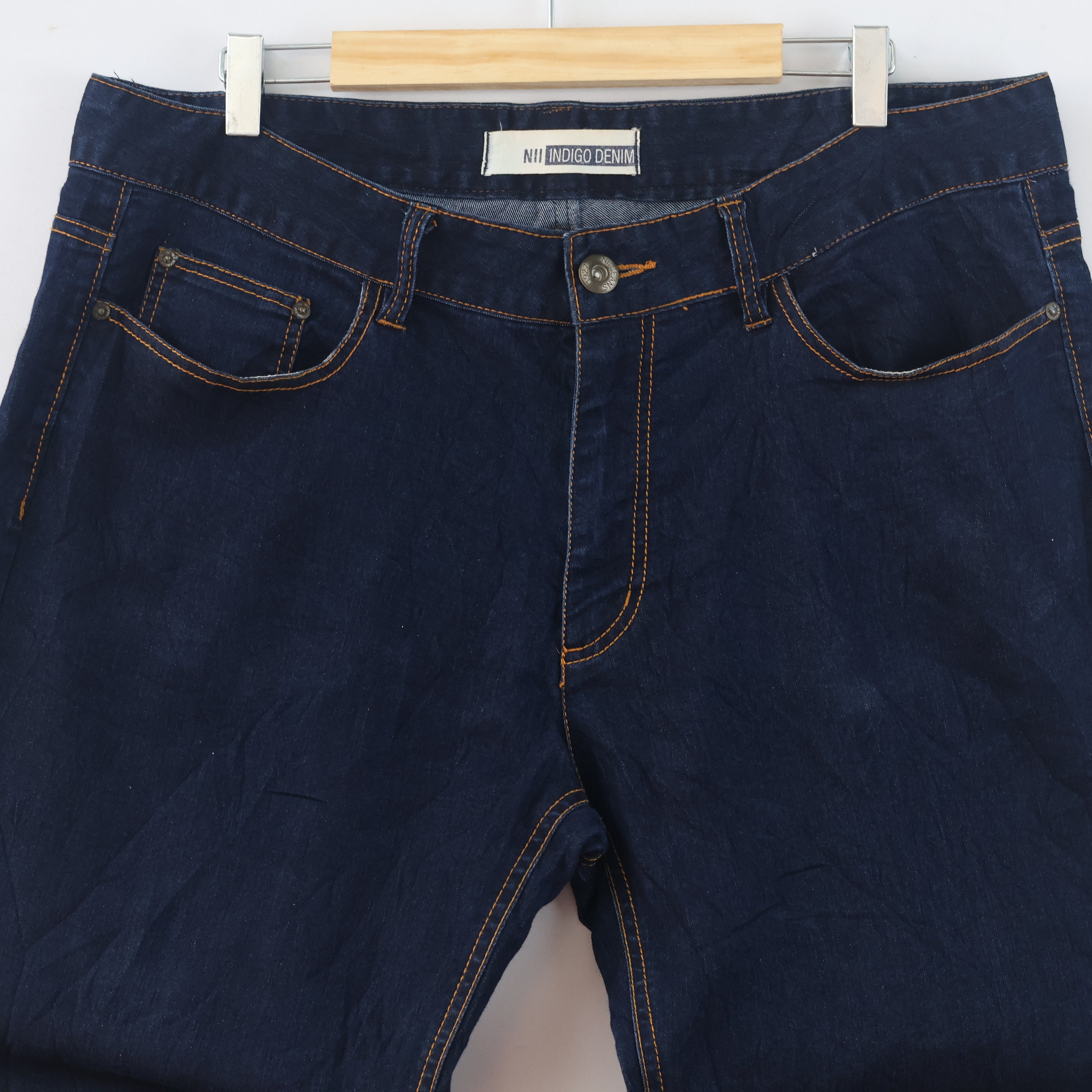 Thrifted Men's NII Indigo Denim Dark Blue Trousers Waist: 38/ J1095