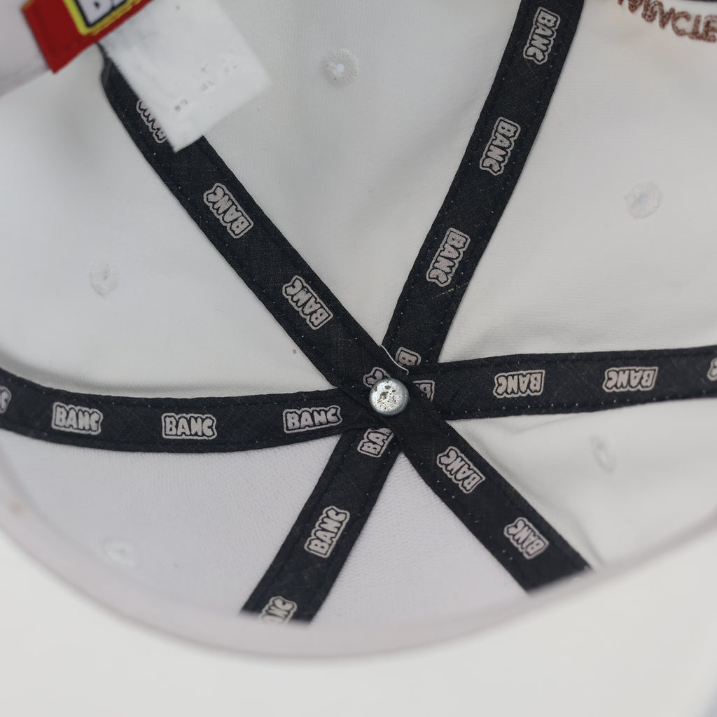 Thrifted BANC White Cotton Flat Brim Snapback (Size 56–58 cm) | 10991