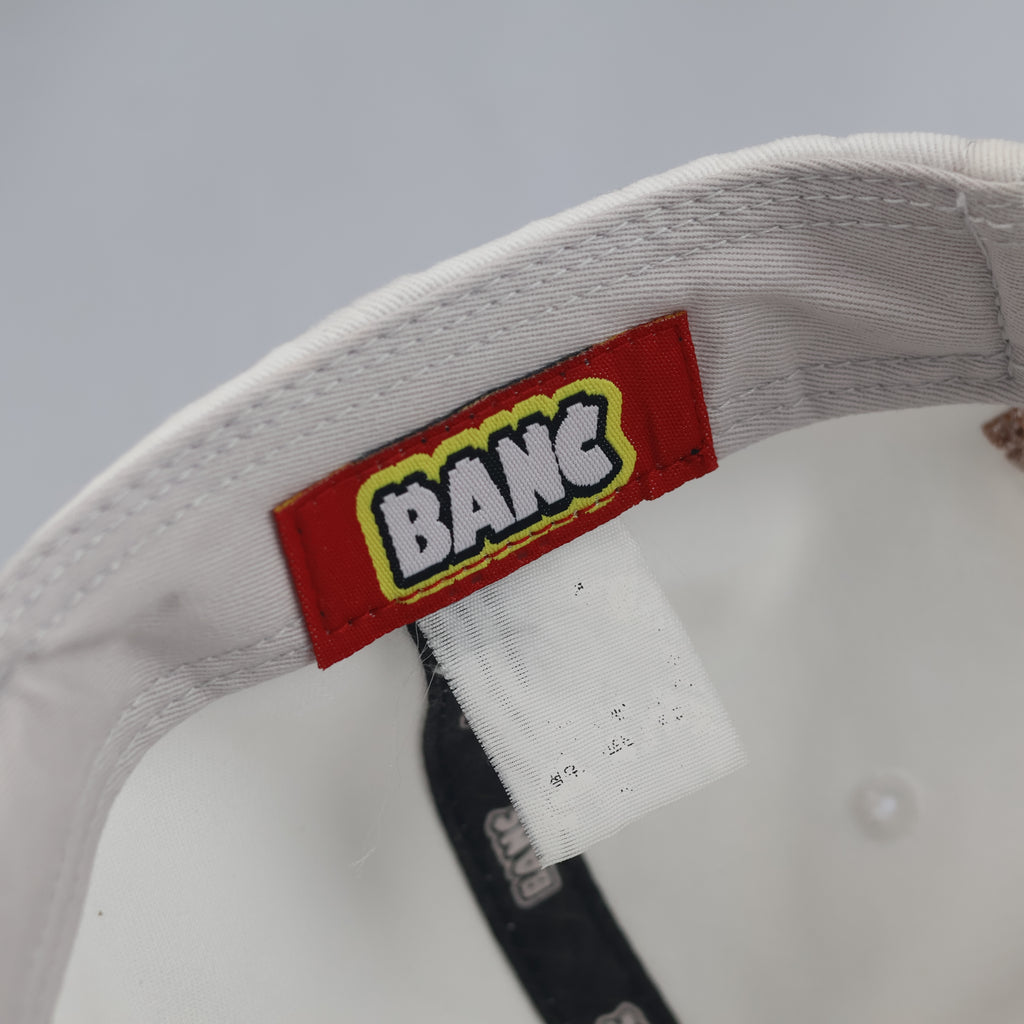 Thrifted BANC White Cotton Flat Brim Snapback (Size 56–58 cm) | 10991