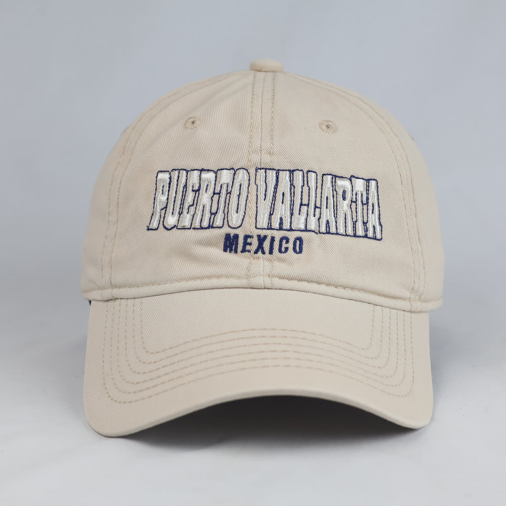 Thrifted Puerto Vallarta Mexico Embroidered Baseball Cap - Beige Dad Hat (57-58cm) | 10999