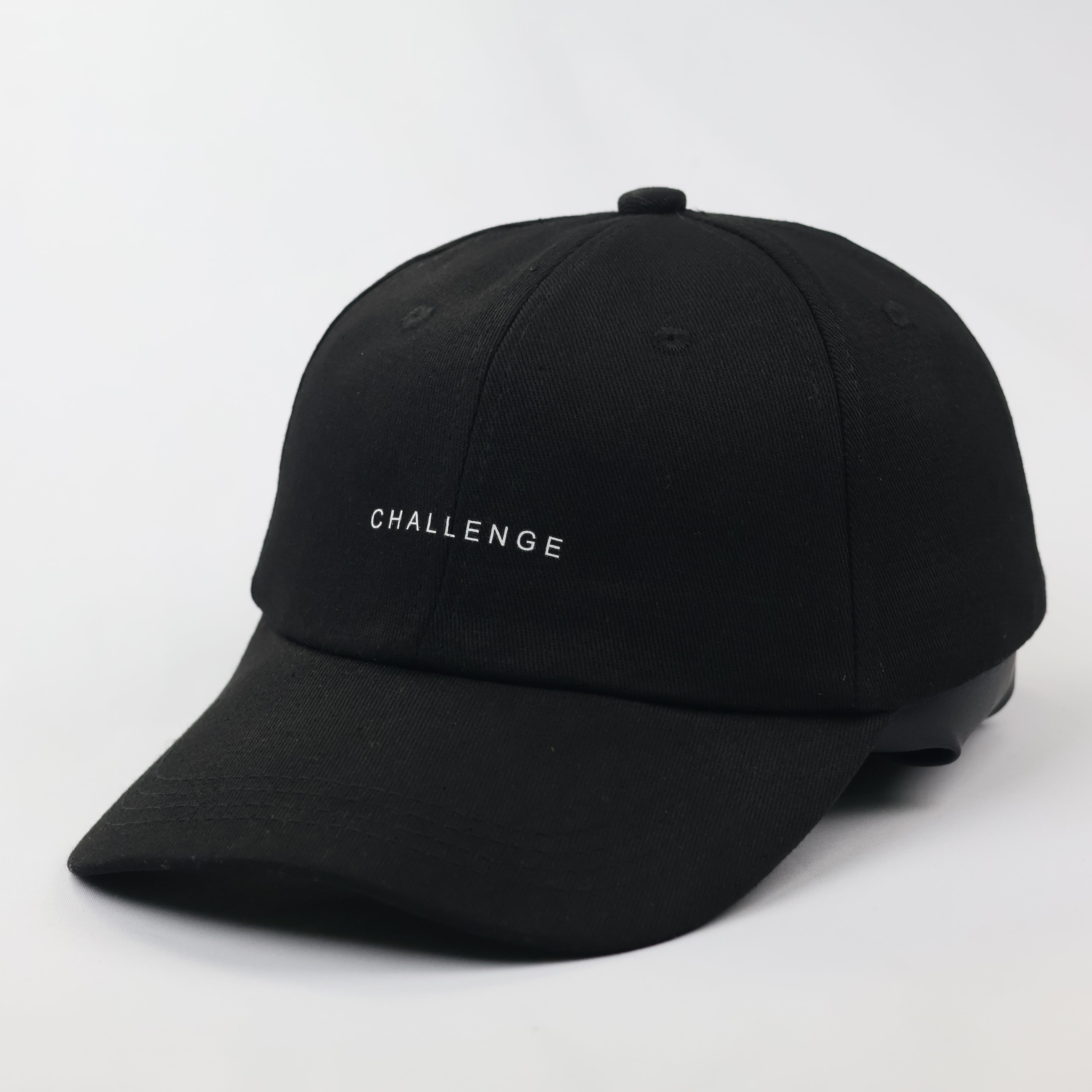 Vintage Black "CHALLENGE" Minimalist Baseball Cap - 54-56cm