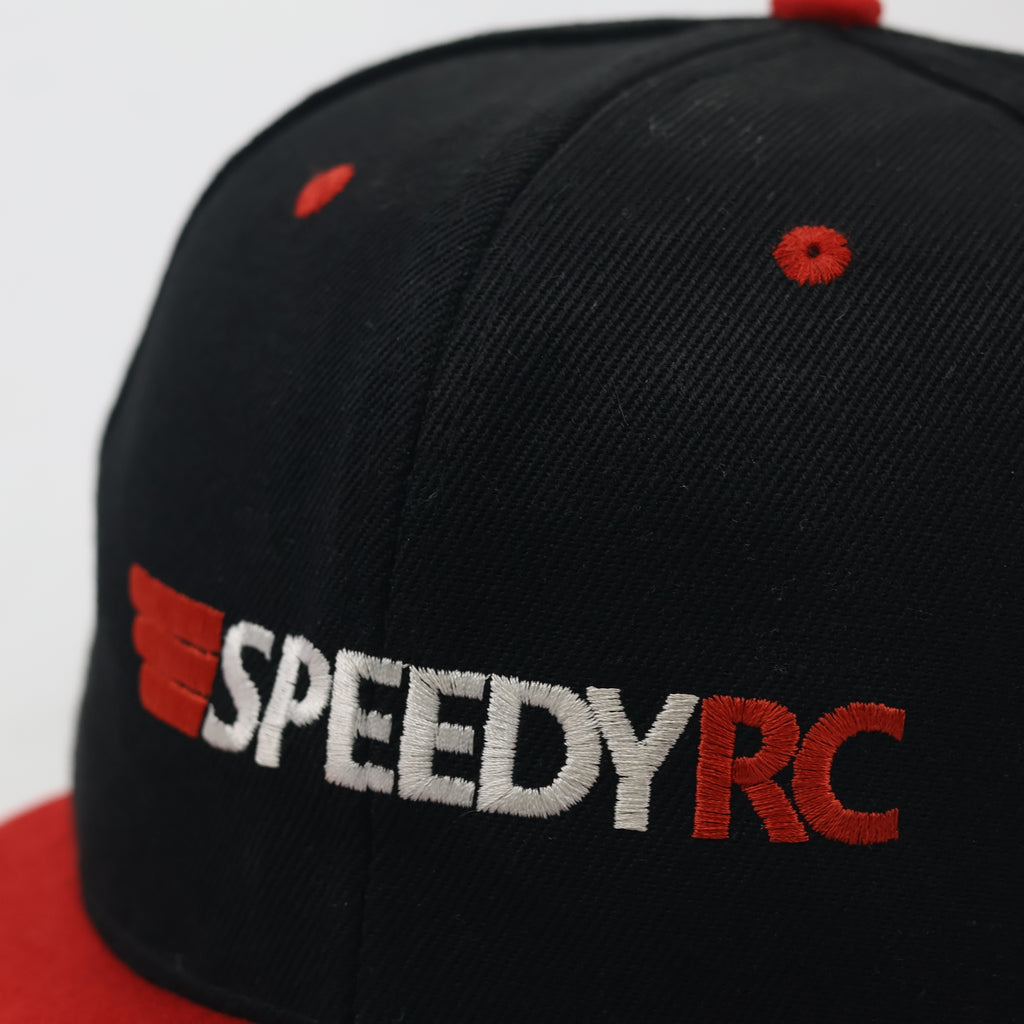 Vintage SpeedyRC Two-Tone Snapback - Red & Black Racing Cap