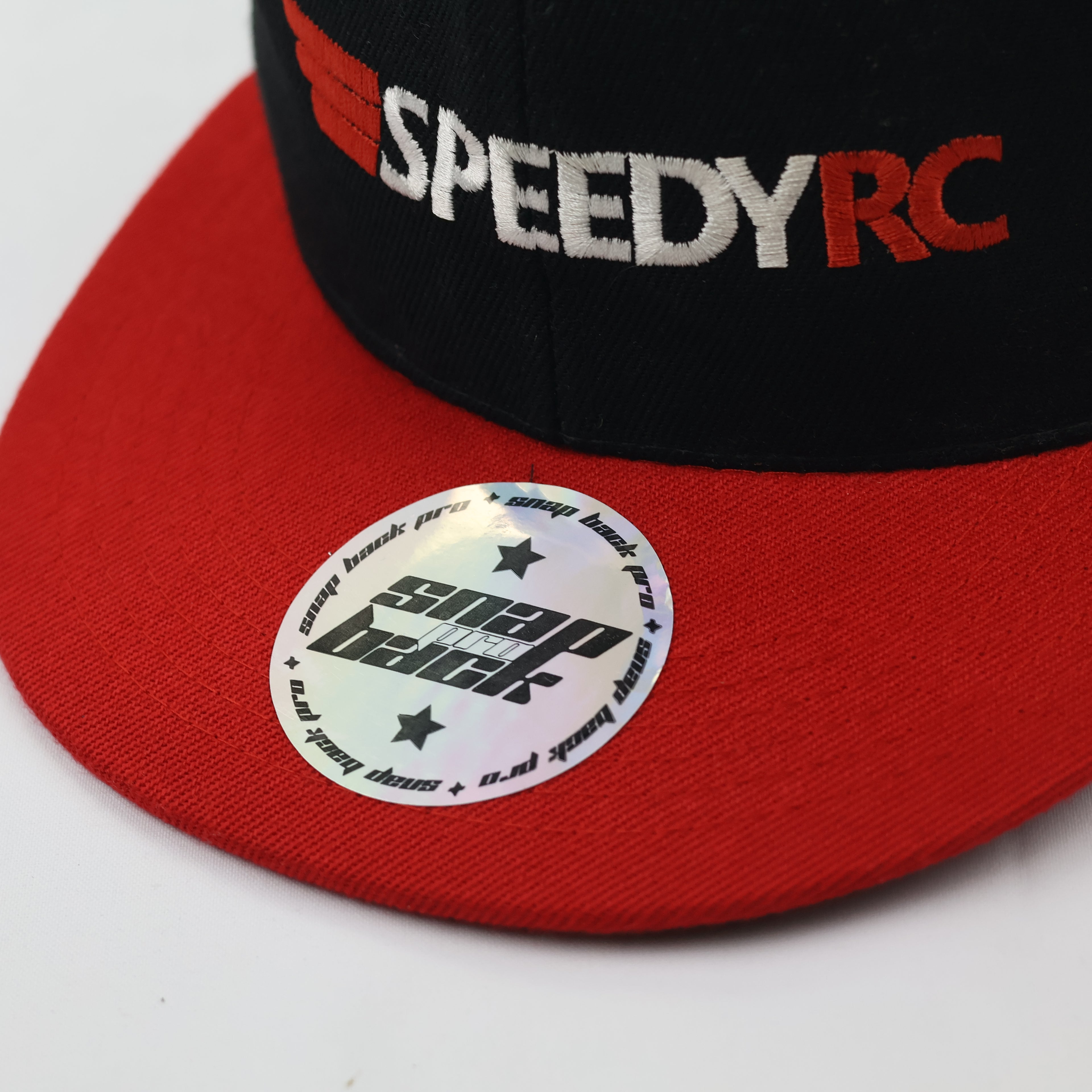 Vintage SpeedyRC Two-Tone Snapback - Red & Black Racing Cap