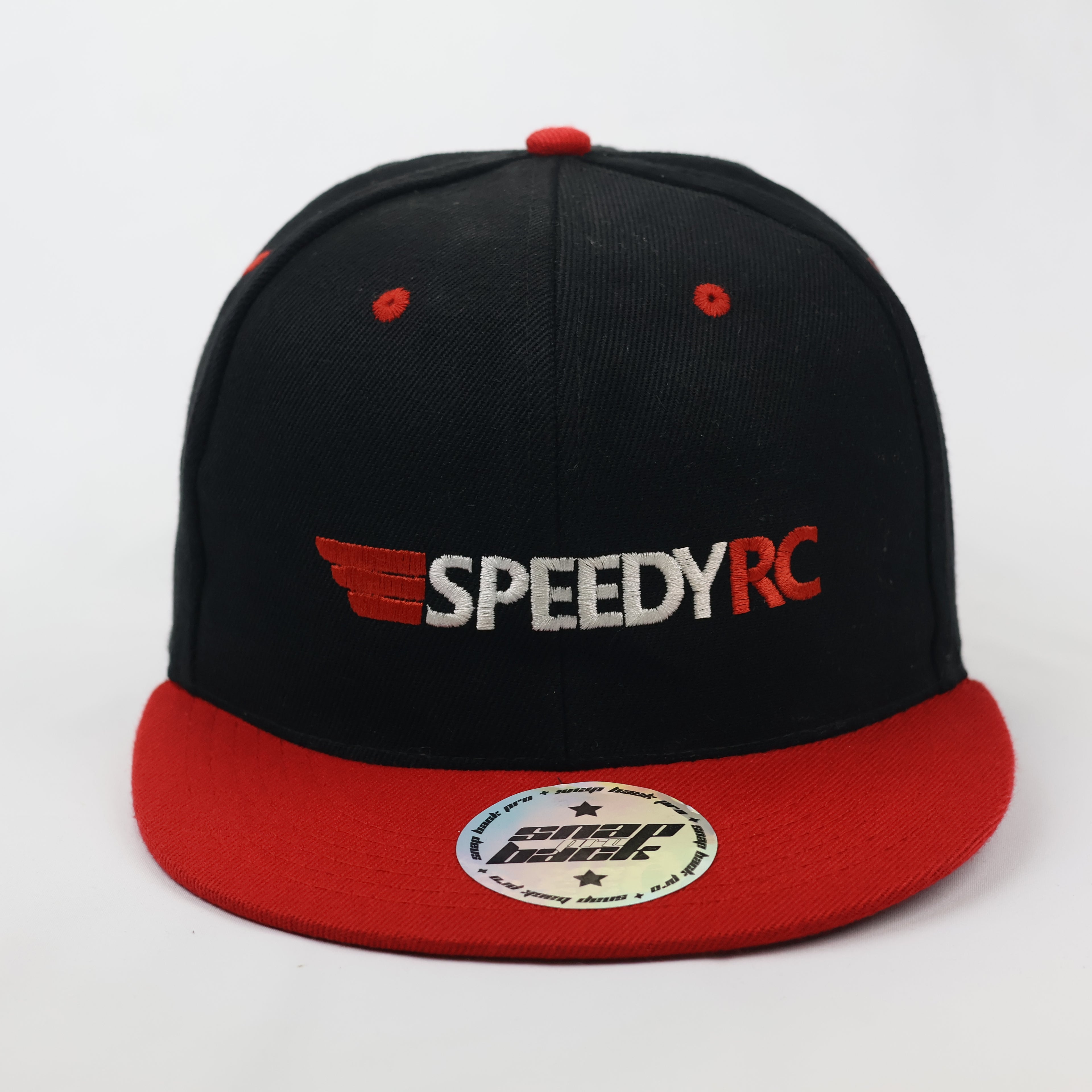 Vintage SpeedyRC Two-Tone Snapback - Red & Black Racing Cap