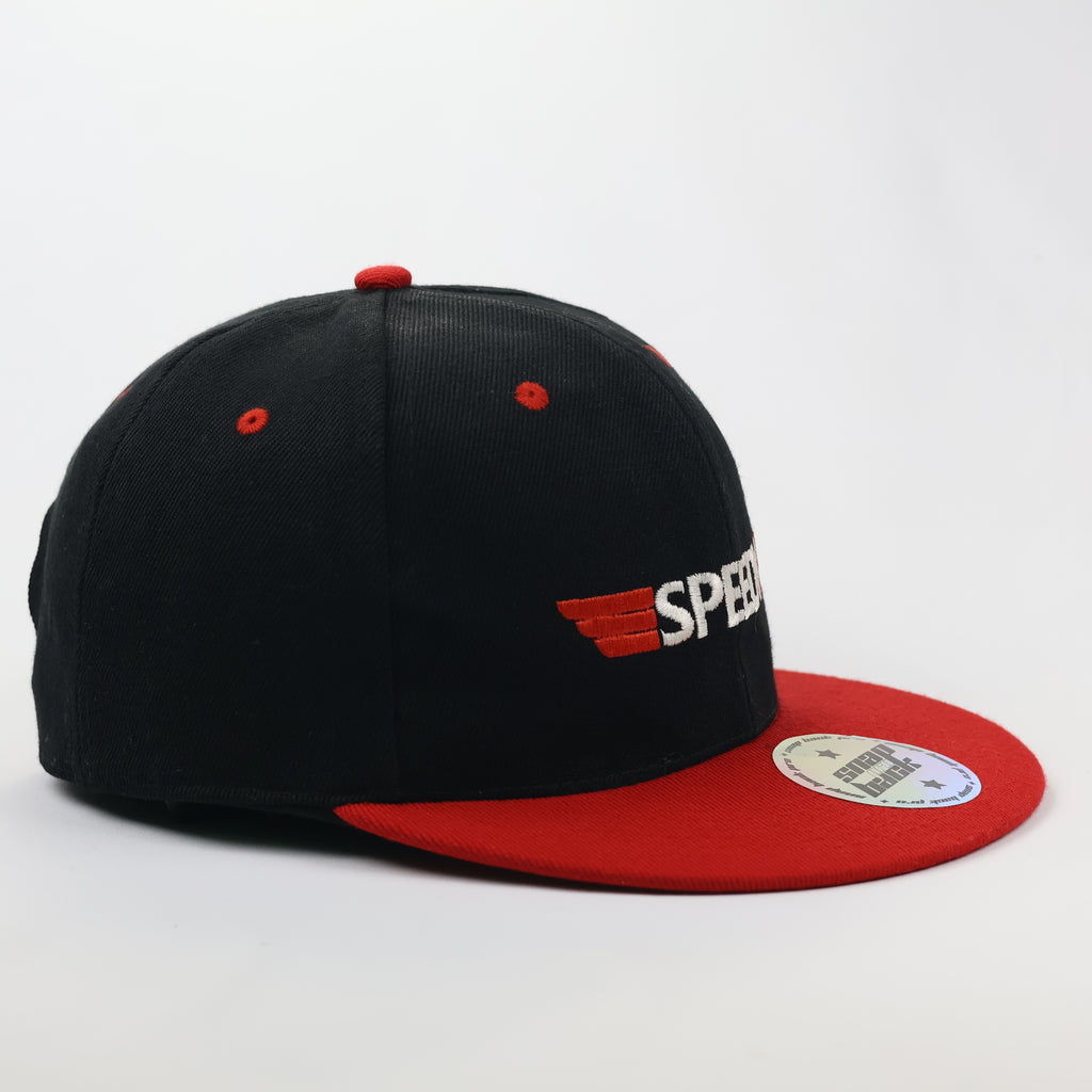 Vintage SpeedyRC Two-Tone Snapback - Red & Black Racing Cap