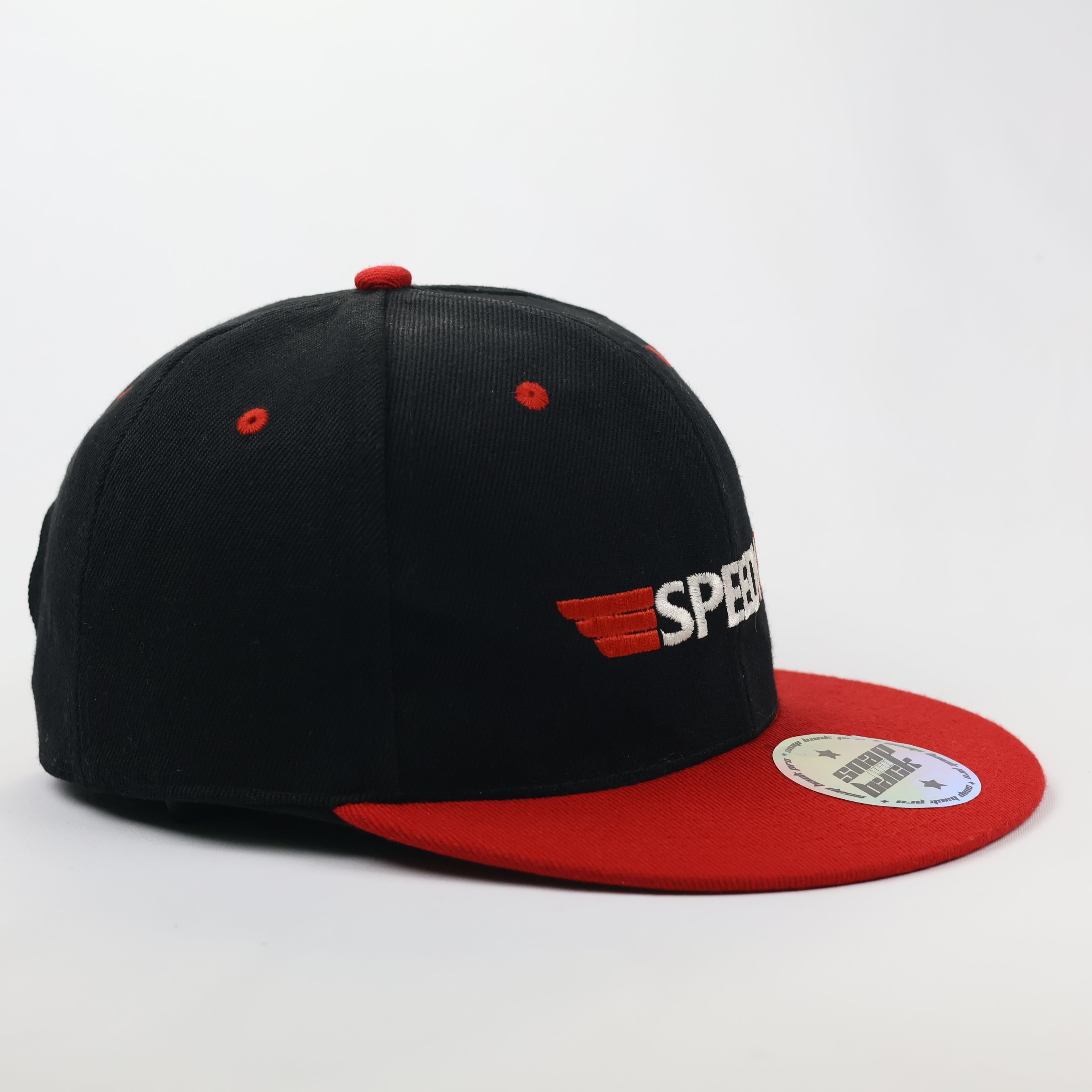 Vintage SpeedyRC Two-Tone Snapback - Red & Black Racing Cap