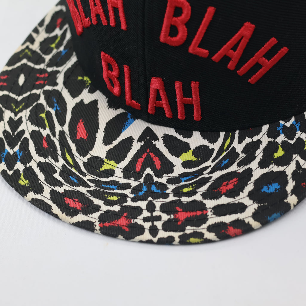 Retro Streetwear Blah Blah Blah Cap - Multicolor Leopard Flat Brim