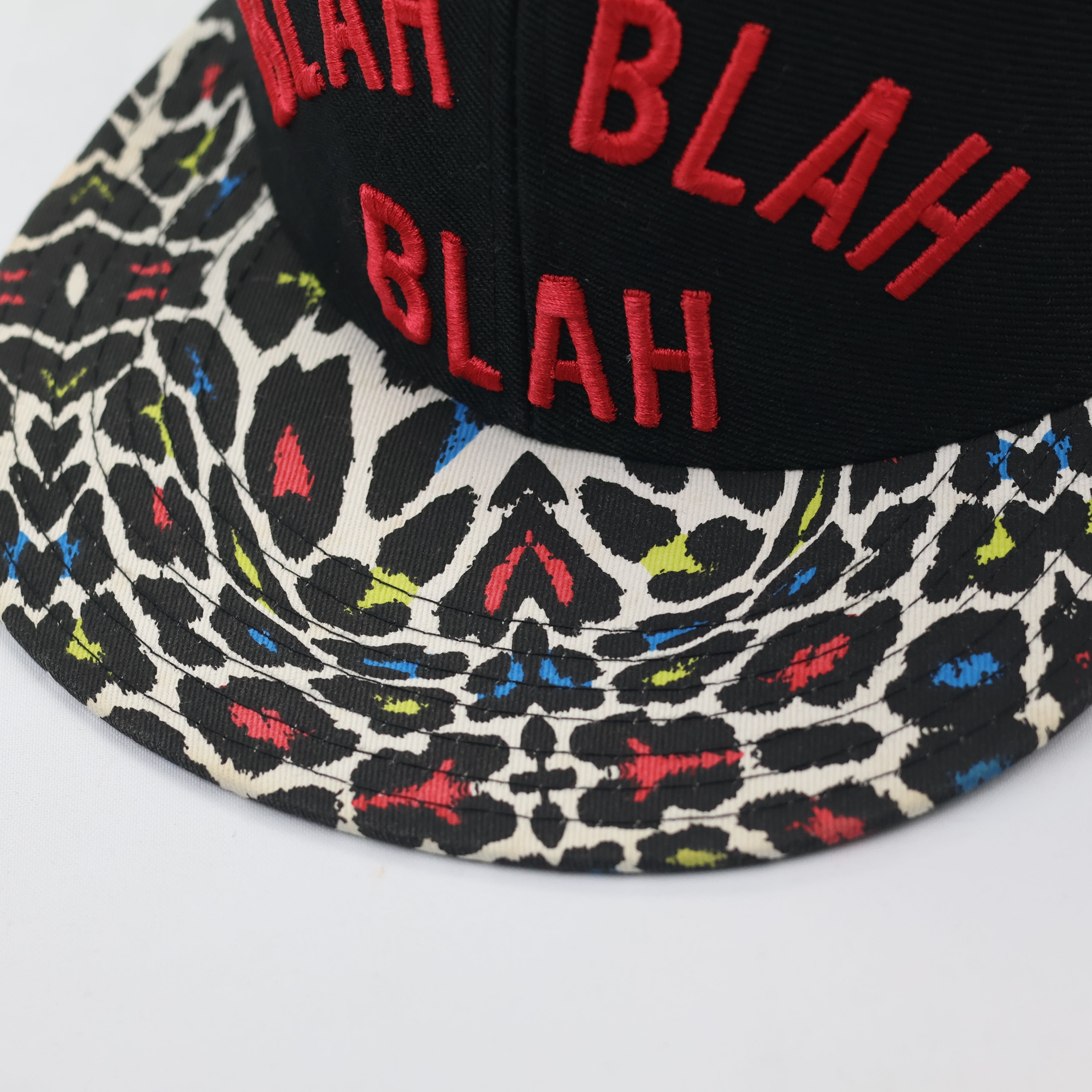 Retro Streetwear Blah Blah Blah Cap - Multicolor Leopard Flat Brim