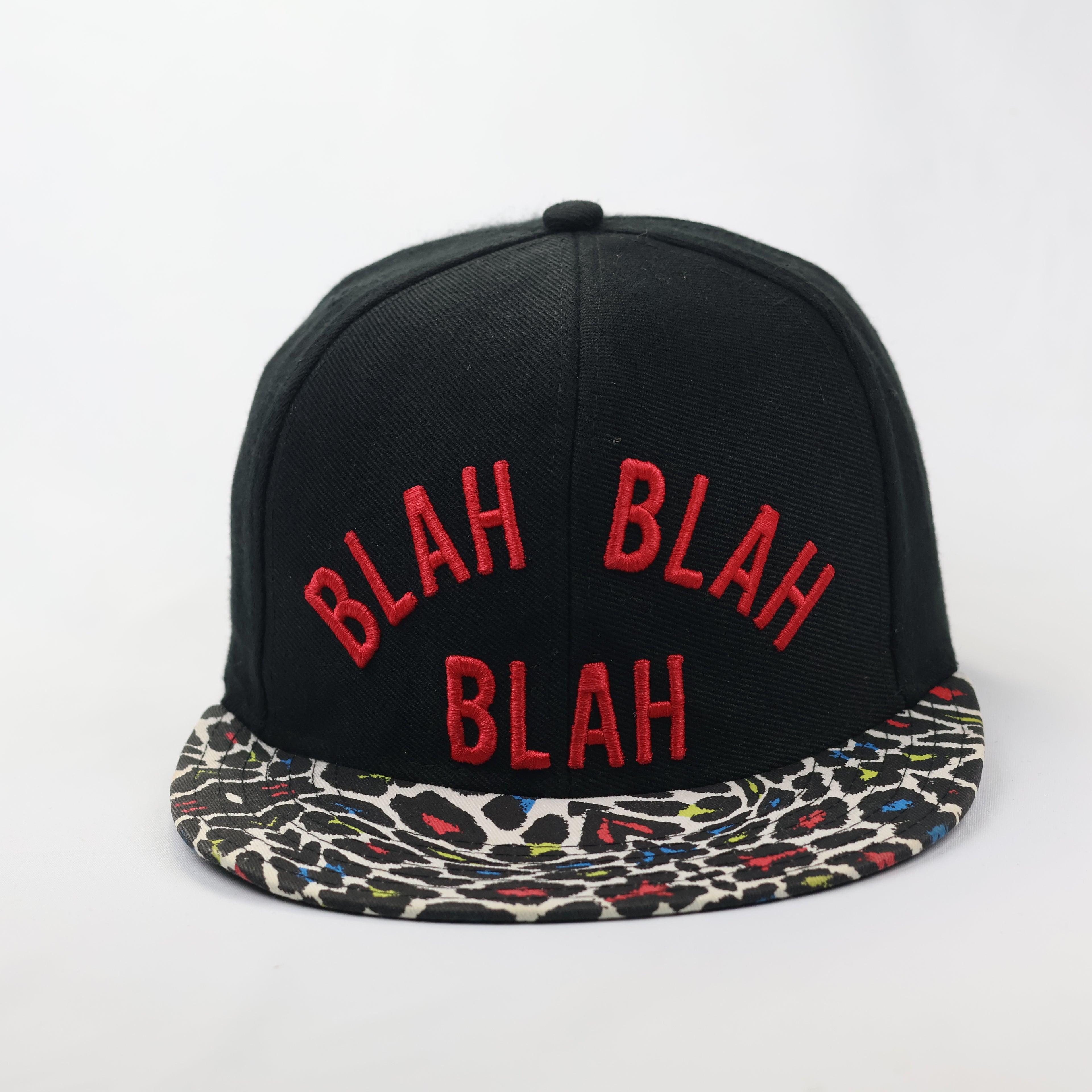 Retro Streetwear Blah Blah Blah Cap - Multicolor Leopard Flat Brim