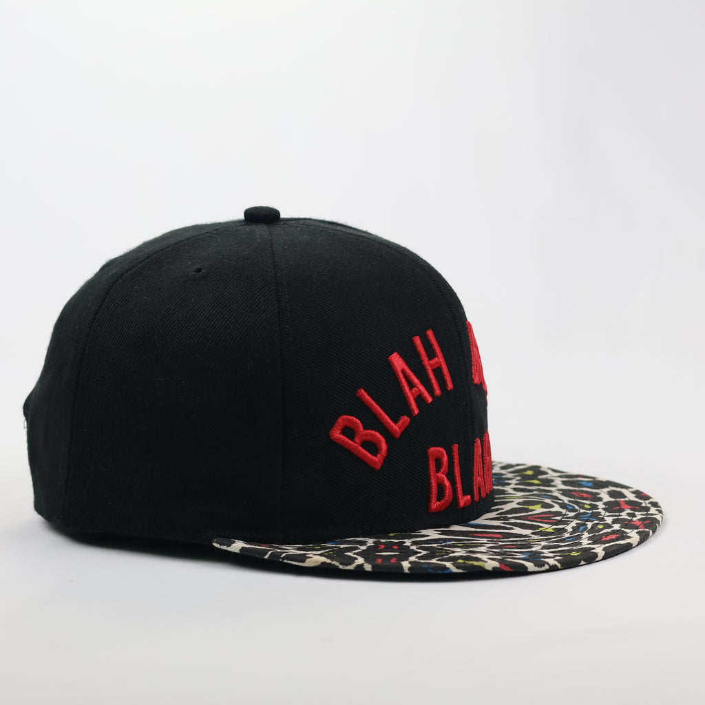 Retro Streetwear Blah Blah Blah Cap - Multicolor Leopard Flat Brim