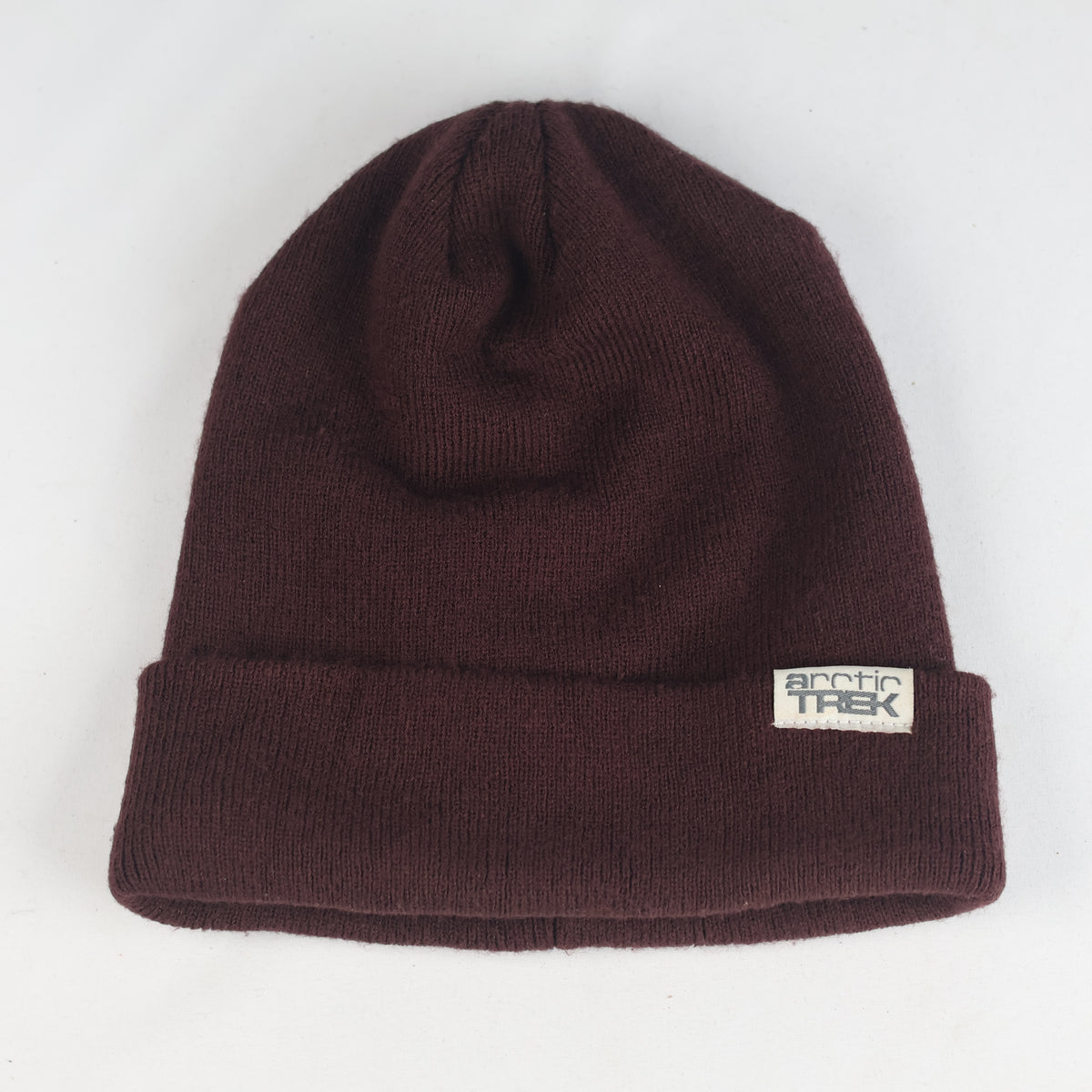 Thrifted Arctic Trek Maroon Ribbed Knit Beanie Hat