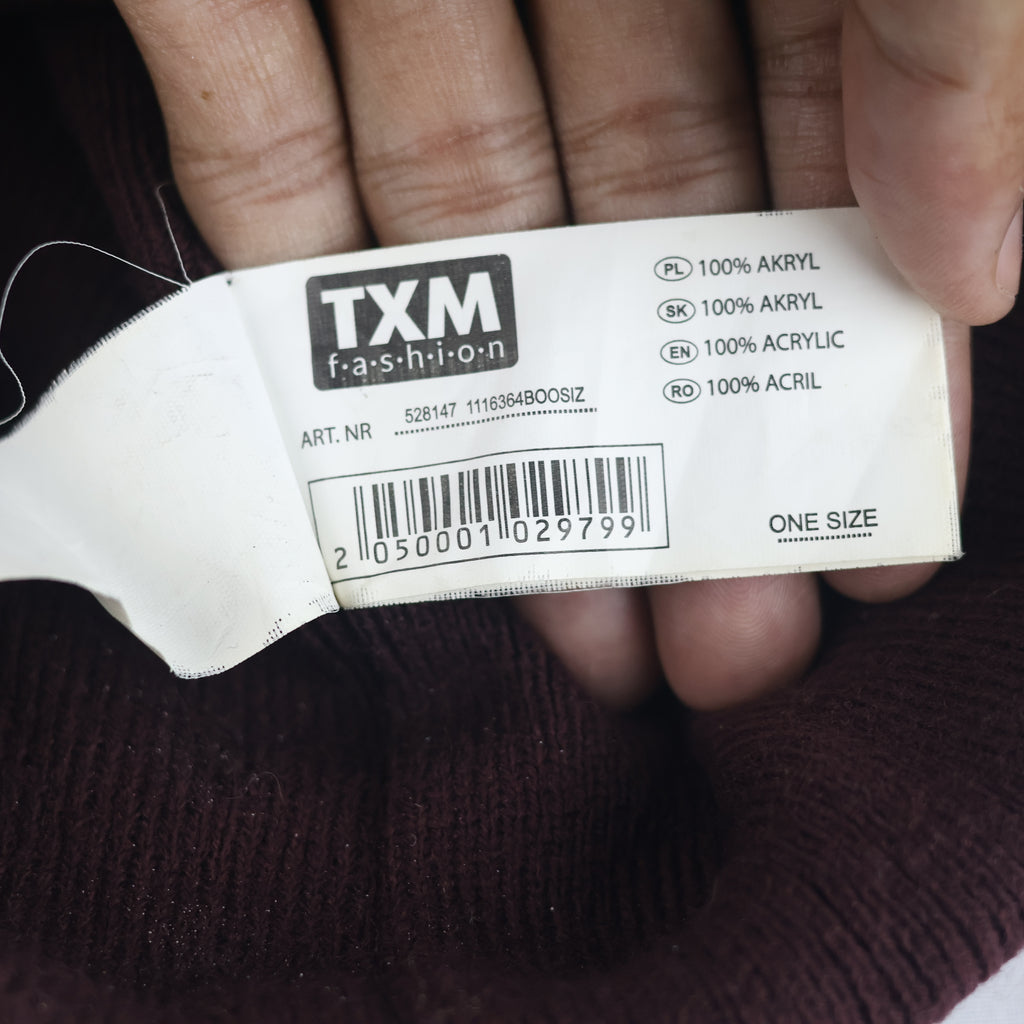 Thrifted Arctic Trek Maroon Ribbed Knit Beanie Hat