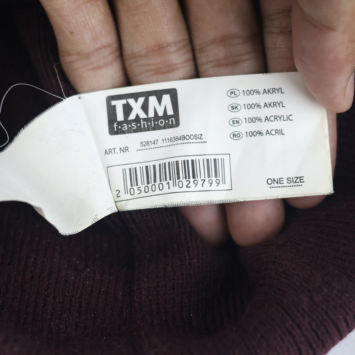 Thrifted Arctic Trek Maroon Ribbed Knit Beanie Hat
