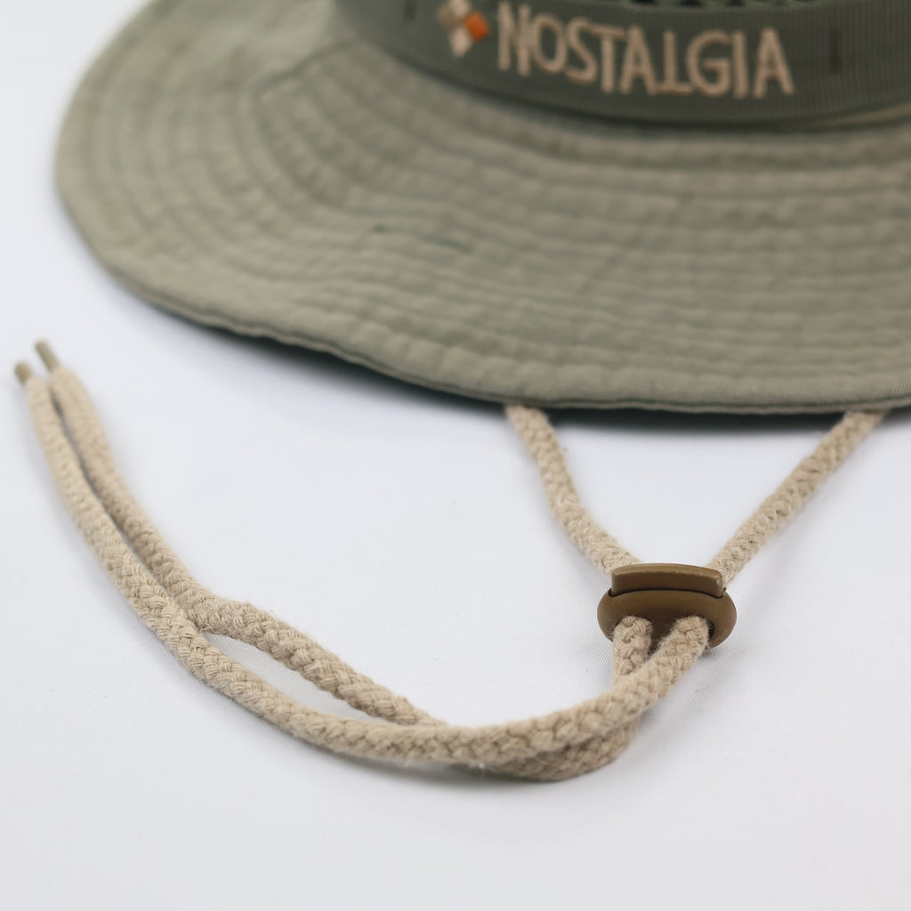 Nostalgia Sport Outdoor Life Safari Thrifted Hat - Olive Drab Fisherman Cap