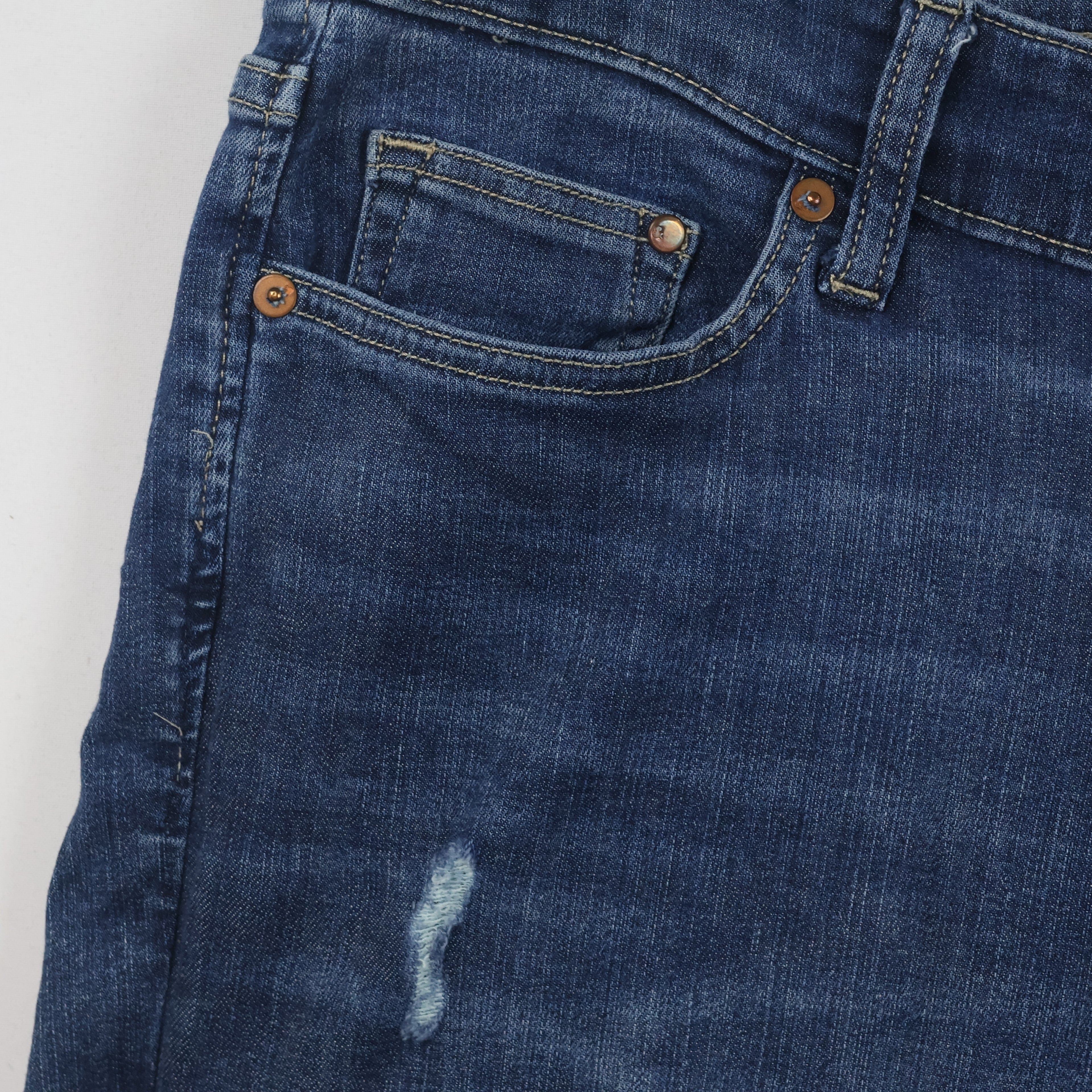 Thrifted H&M & Denim Straight Regular Fit Distressed Blue Jeans Waist:36/ J1101