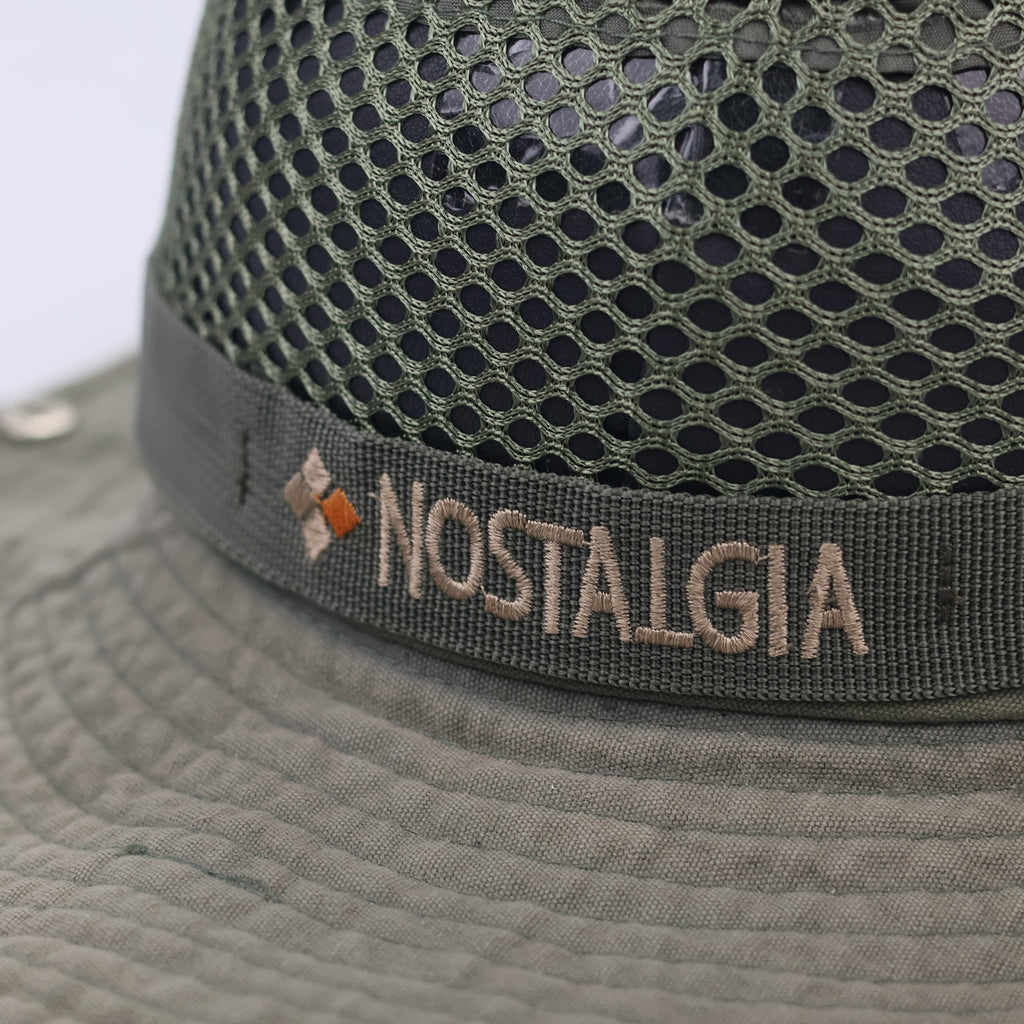 Nostalgia Sport Outdoor Life Safari Thrifted Hat - Olive Drab Fisherman Cap